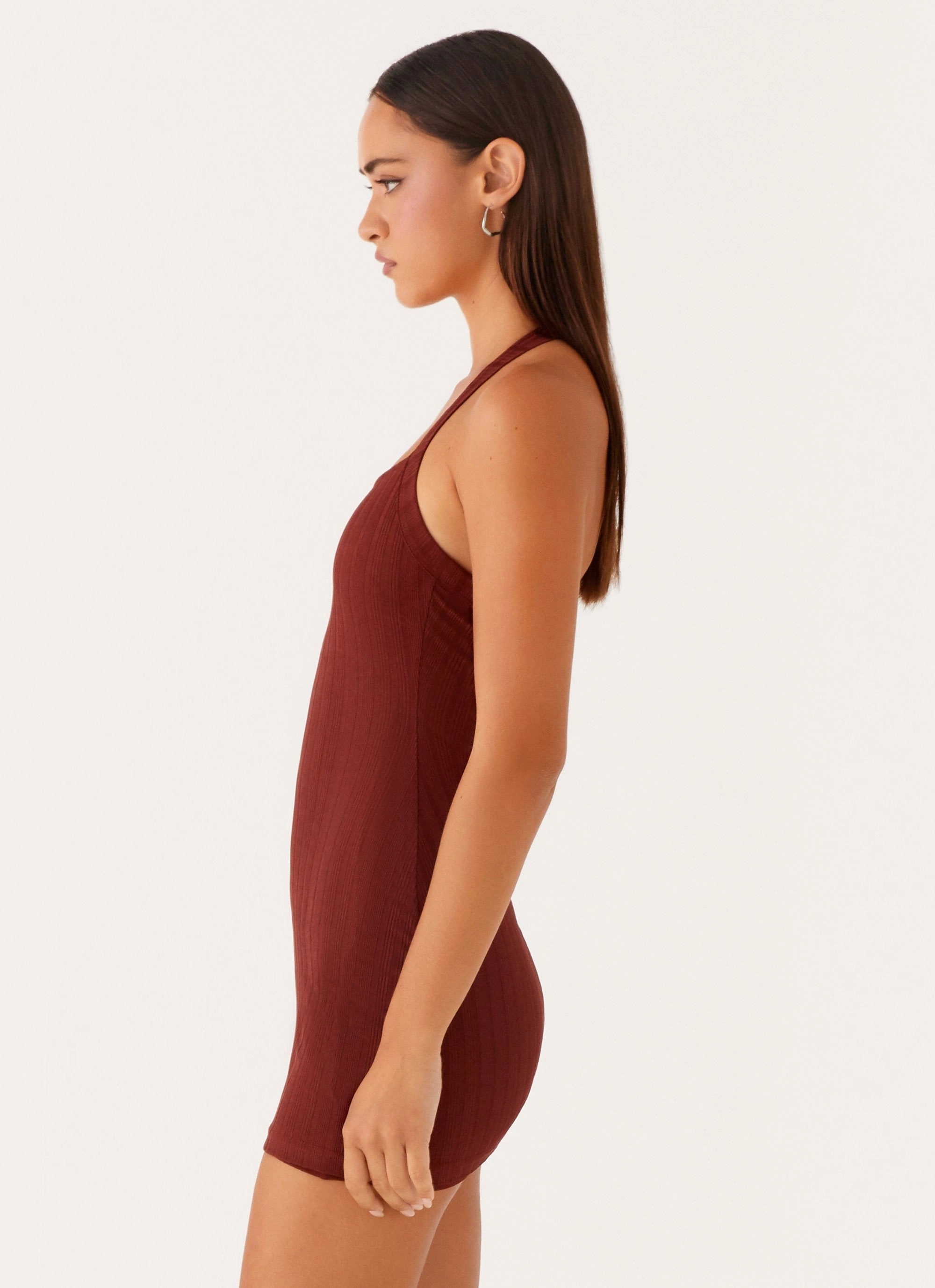 Airy Base Magda Ribbed Mini Dress - Brown