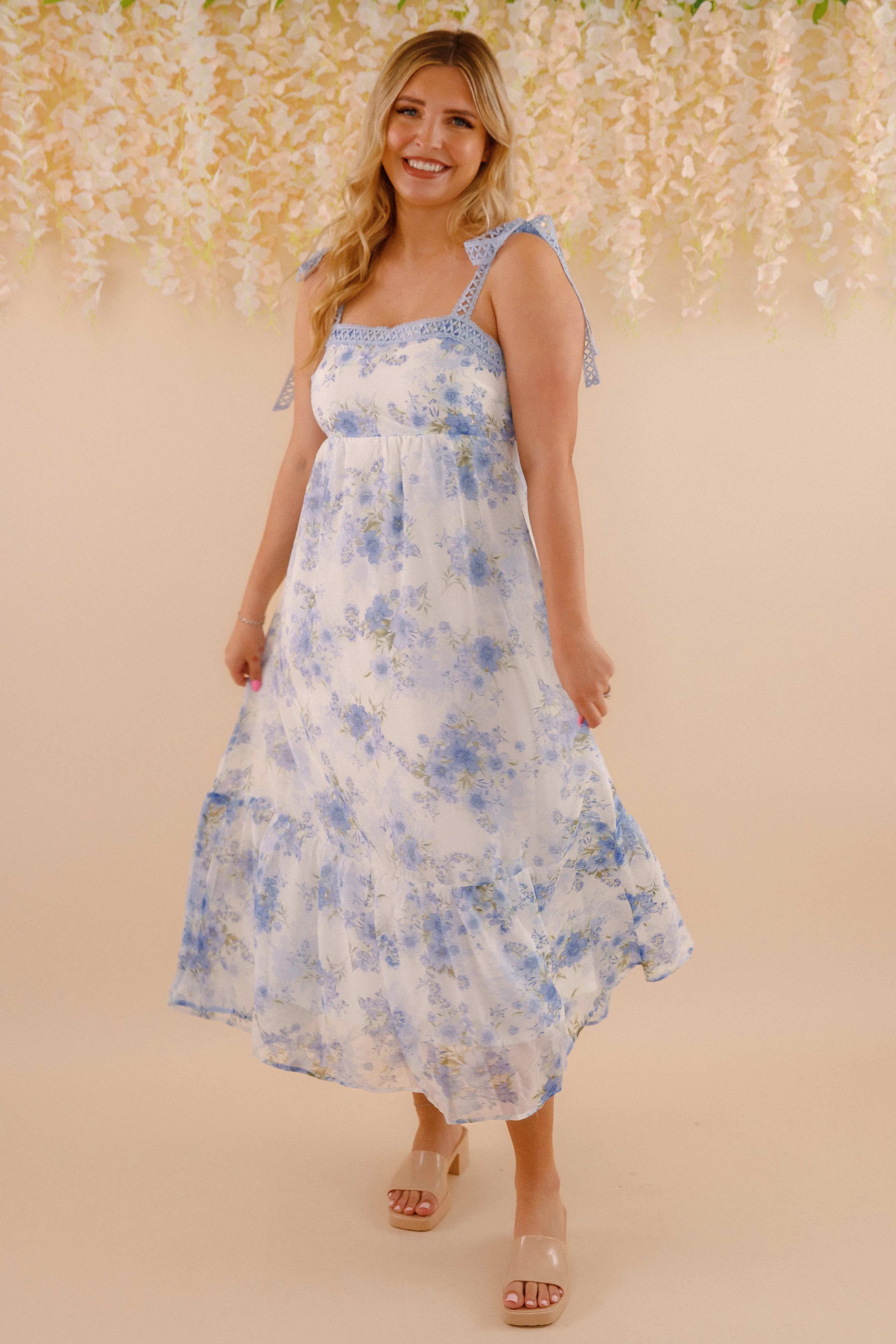 Light Mood Free Shape Pinch Me Midi Dress-Blue