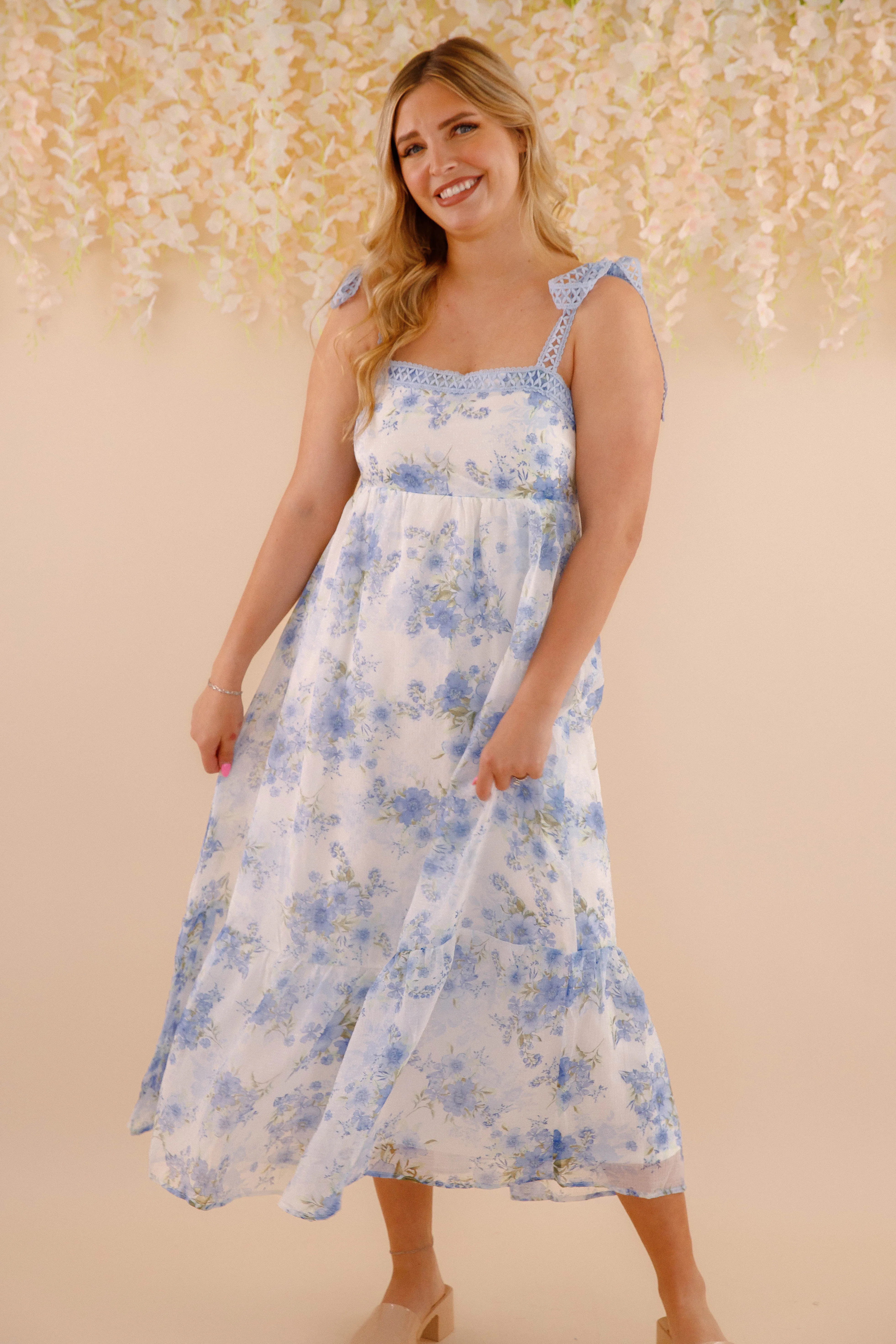 Casual event outfit Pinch Me Midi Dress-Blue