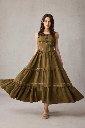 LightReflectiveTrim YarnDyeStripe Magnolia 17 |Linen Corset dress