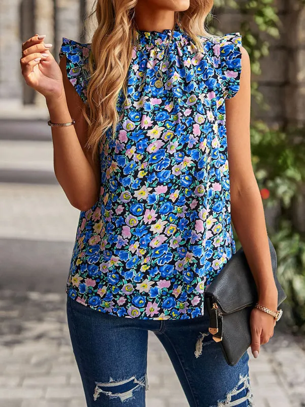 Mahalia Loose Casual Top Sleeveless Floral Shirt