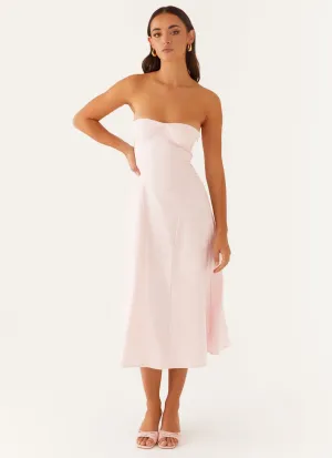 Maika Strapless Midi Dress - Pink Classic structured dress Casual Motion