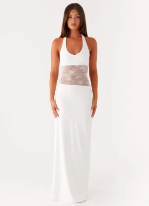 Bodycon Fit Minimalist Layering Main Focus Maxi Dress - White
