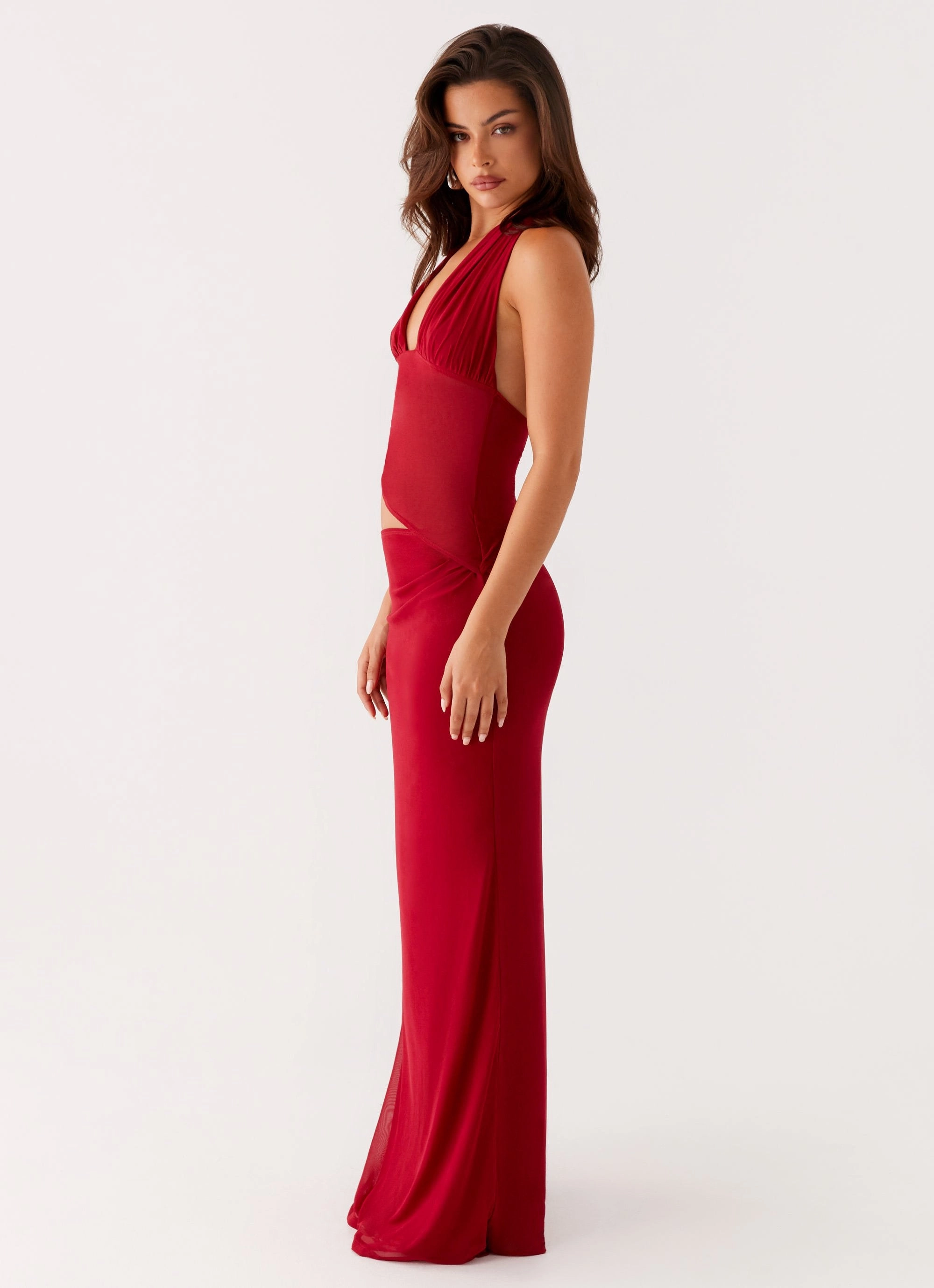 Main Act Halter Maxi Dress - Raspberry Quick Look