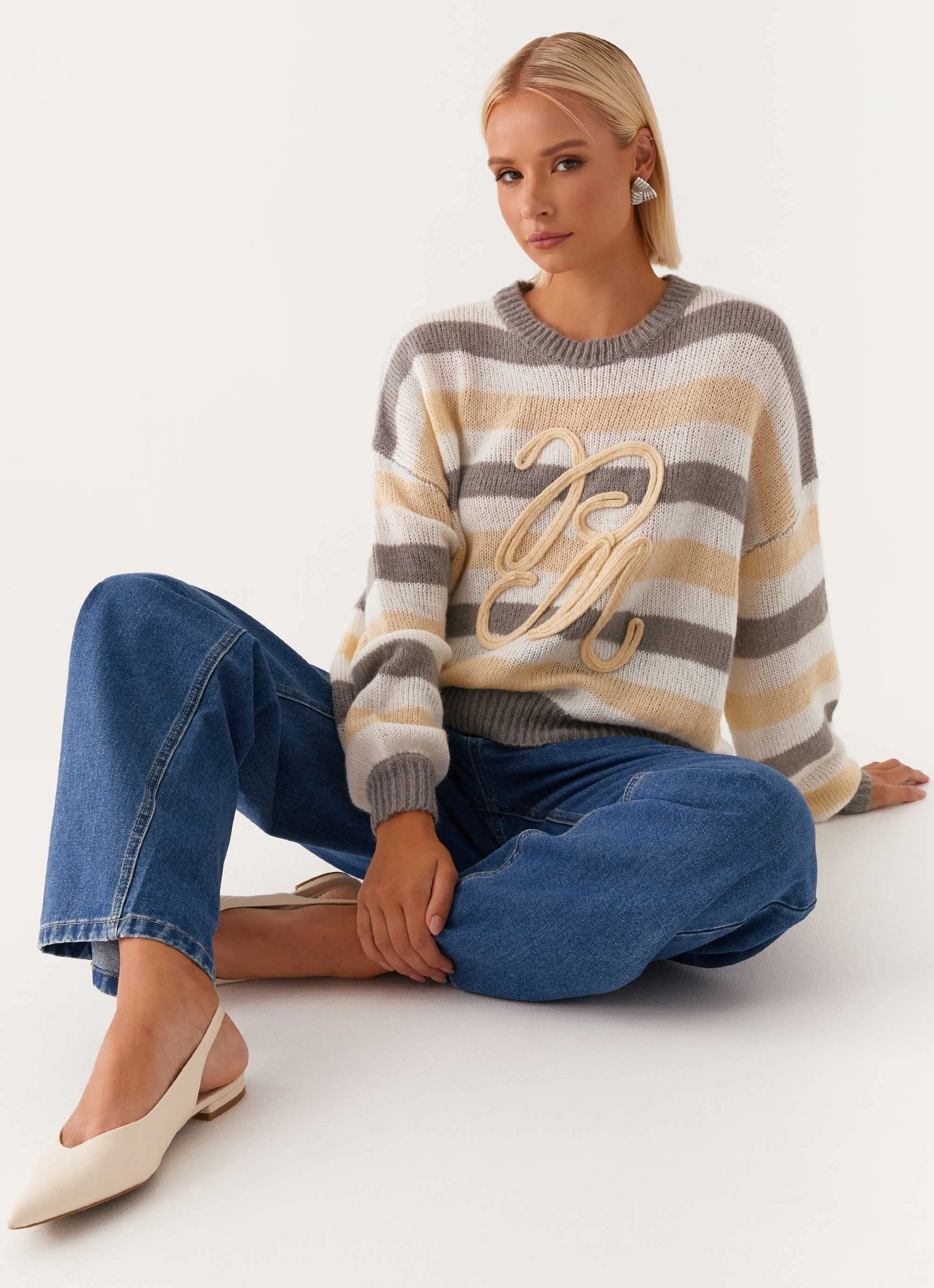 Main Character Oversized Knit Sweater - Stripe SoftInnerLayer