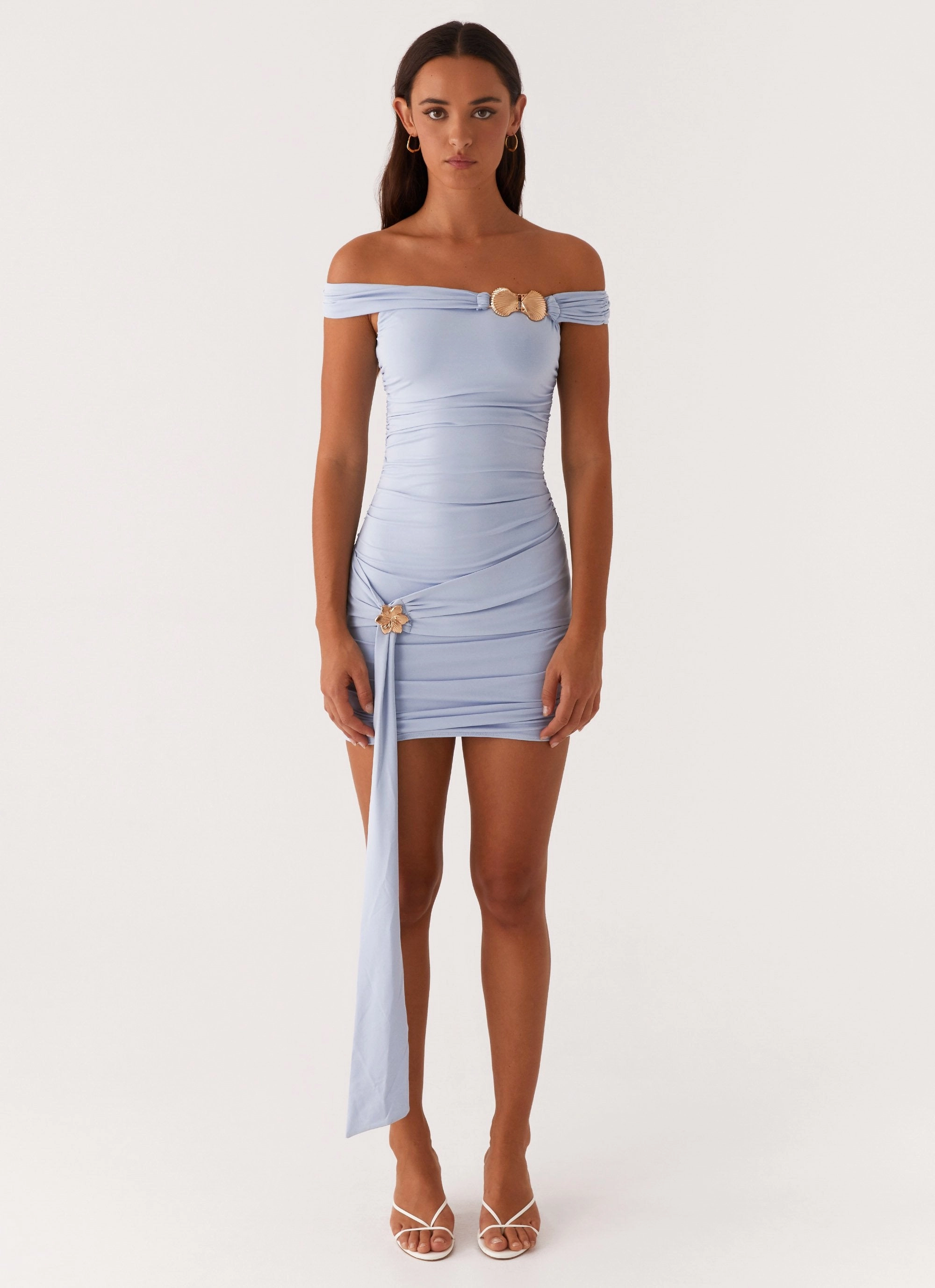 Velvet-Edge Majorly Mini Dress - Blue