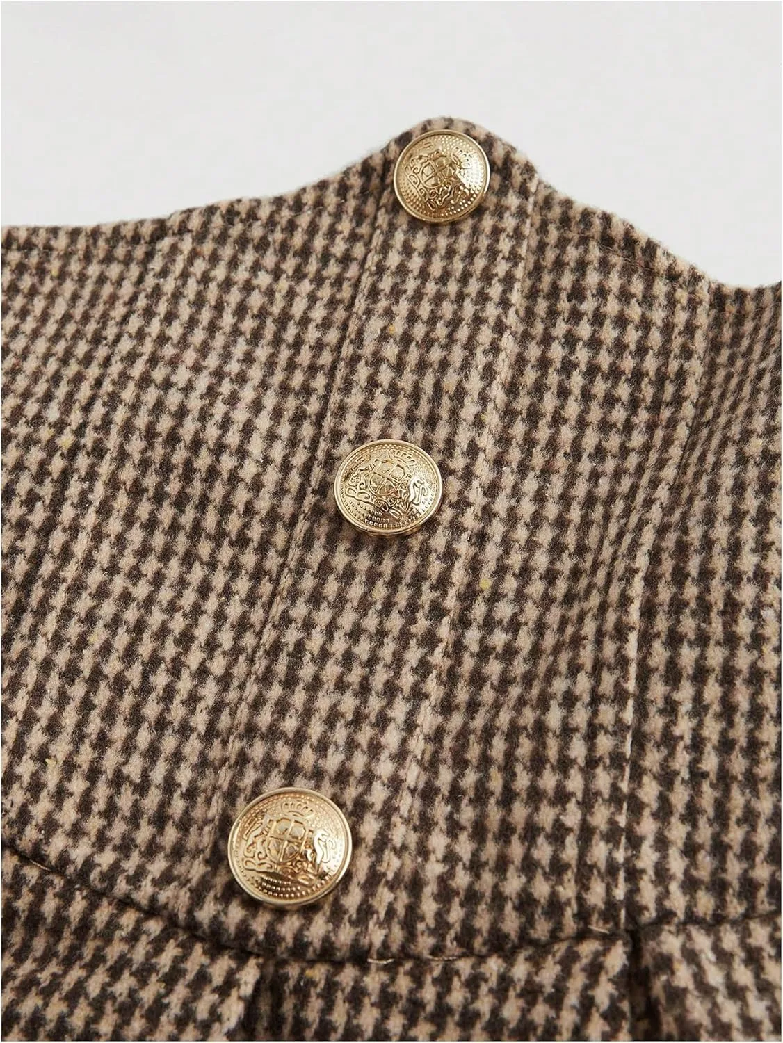 MakeMeChic Women's Plaid Mini Skirt Button Front Pleated A Line Flowy Elegant Skirts