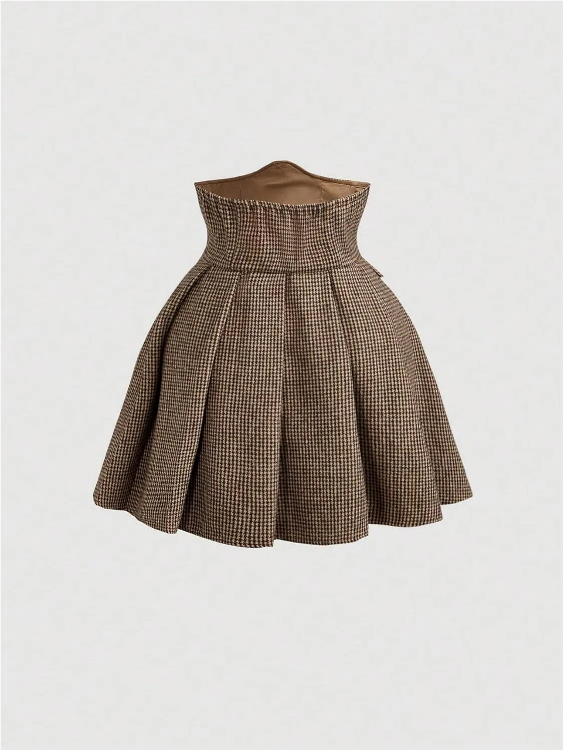 MakeMeChic Women's Plaid Mini Skirt Button Front Pleated A Line Flowy Elegant Skirts