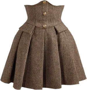 MakeMeChic Women's Plaid Mini Skirt Button Front Pleated A Line Flowy Elegant Skirts