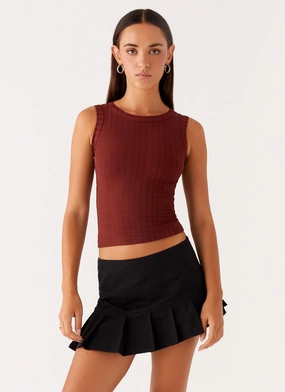 Simple Dress EcoCertified Malene Ribbed Top - Brown