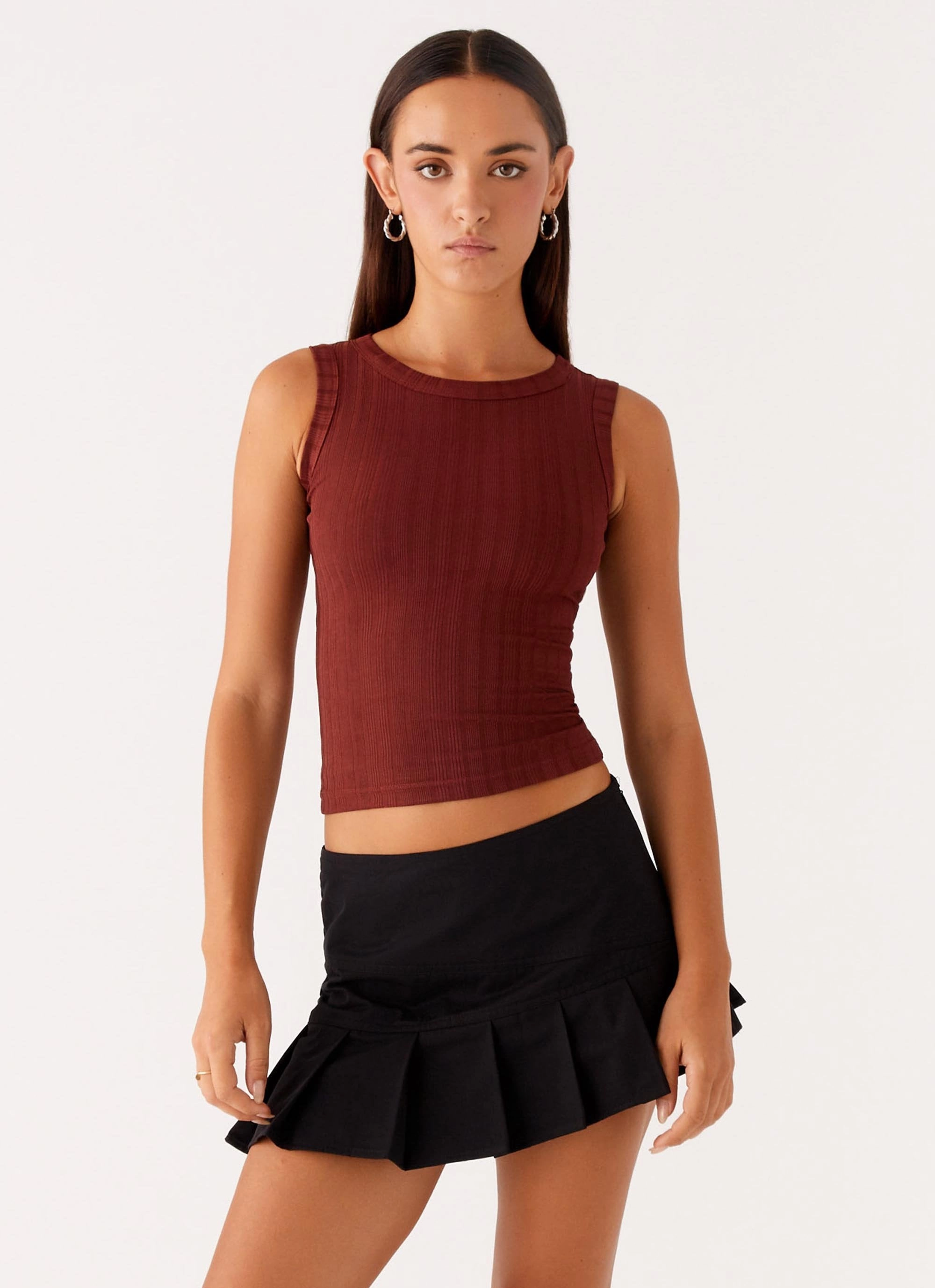 Simple Dress EcoCertified Malene Ribbed Top - Brown