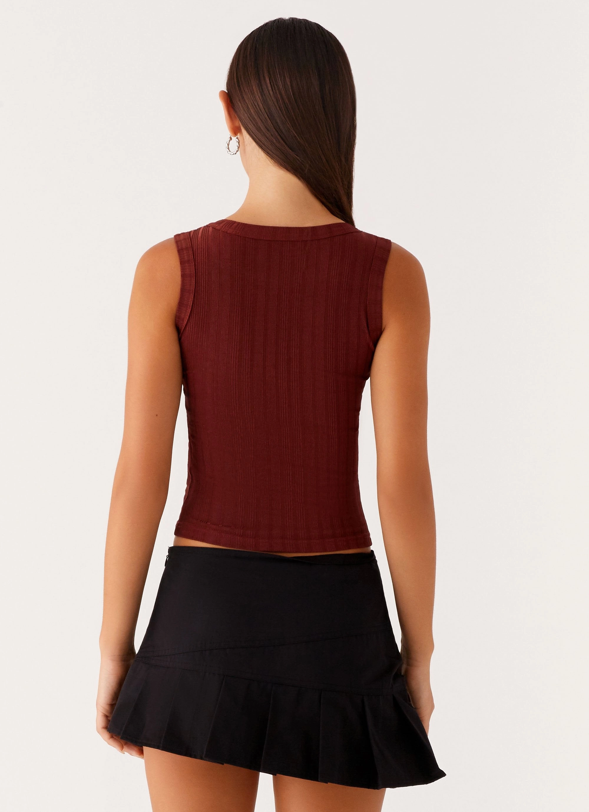 Malene Ribbed Top - Brown ReinforcedArmholes