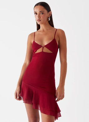 Mallory Mini Dress - Cherry Red Versatile dress for layering Lightweight-Structure