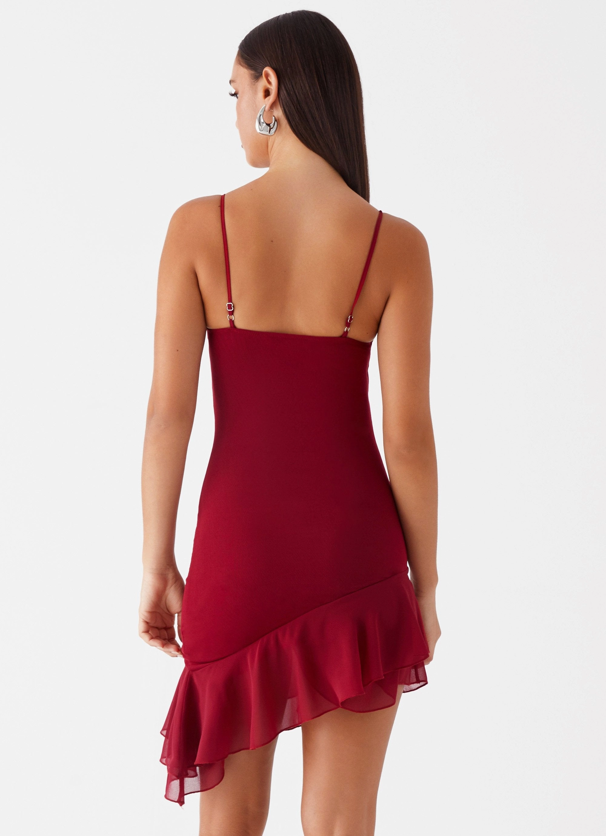 Subtle Drape Farm Air Mallory Mini Dress - Cherry Red