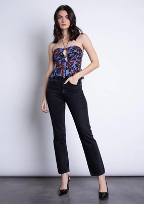 Malwa Print Top Contrast Stitching High Density Weave