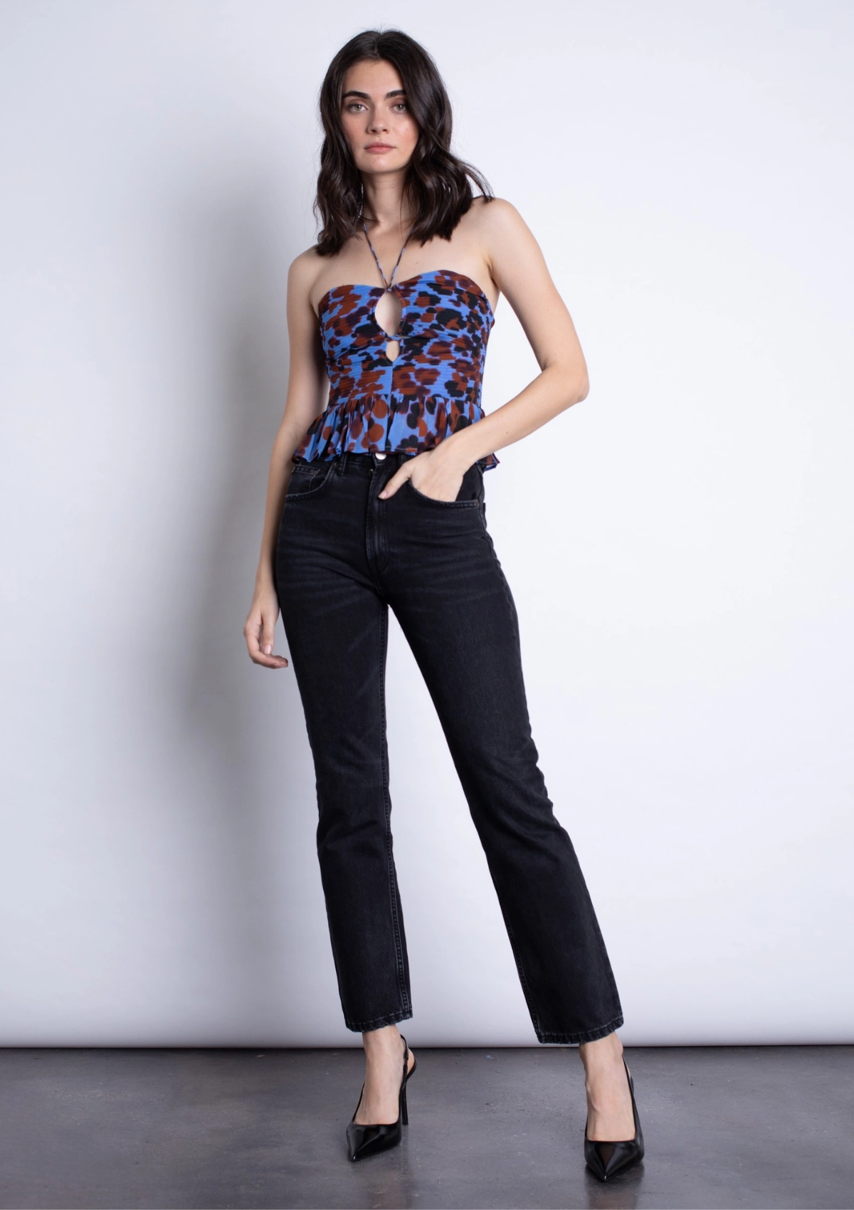 Malwa Print Top Contrast Stitching High Density Weave