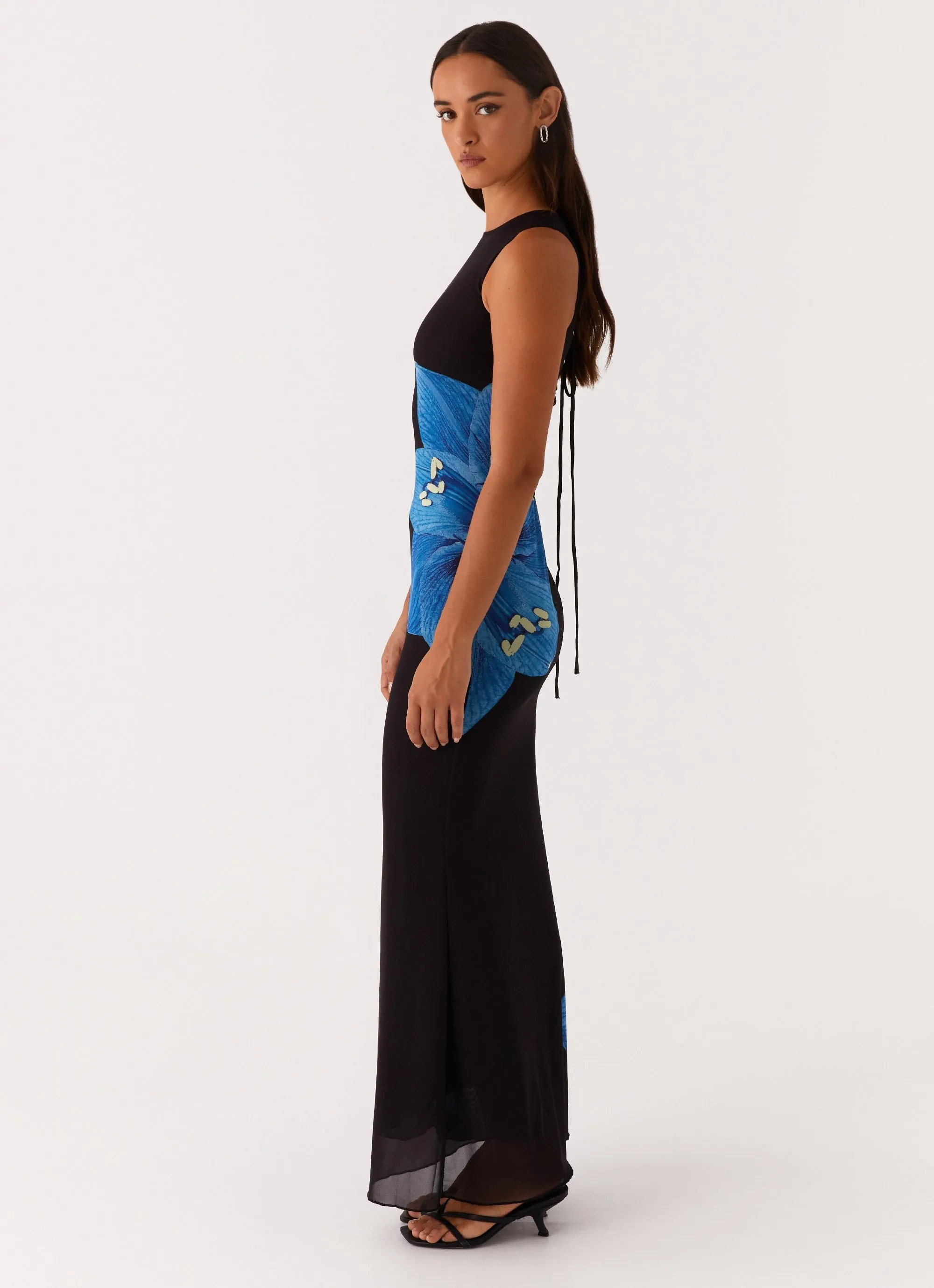 Semi Sheer Loose Flow Manhattan Nights Maxi Dress - Black