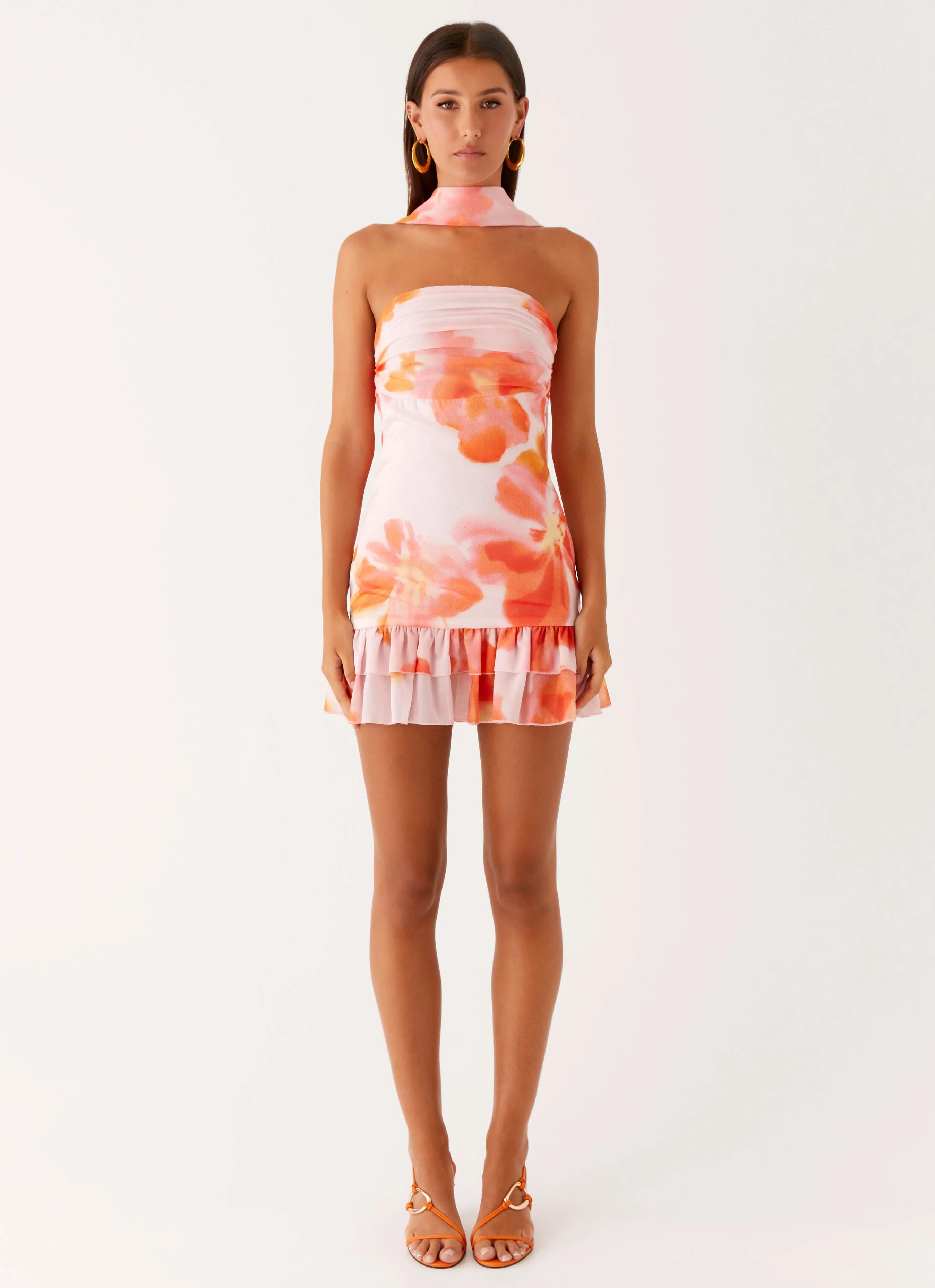 Manon Scarf Mini Dress - Blushing Blossom Playful touch Sharp Profile