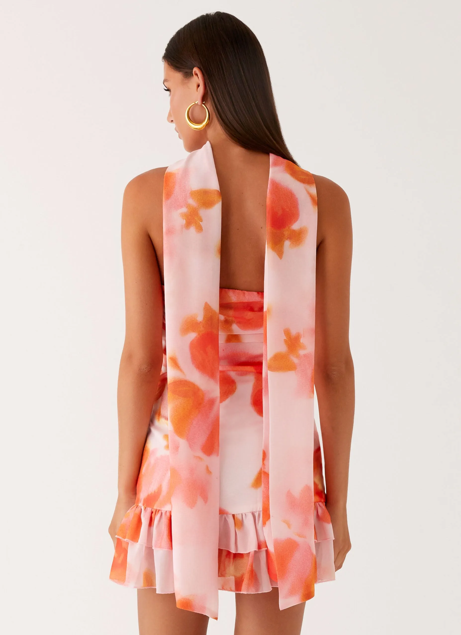 Organic-Fabric Manon Scarf Mini Dress - Blushing Blossom