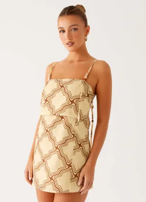 Mantra Mini Dress - Tidal Wave Print Fashionable Cut Villa Mood