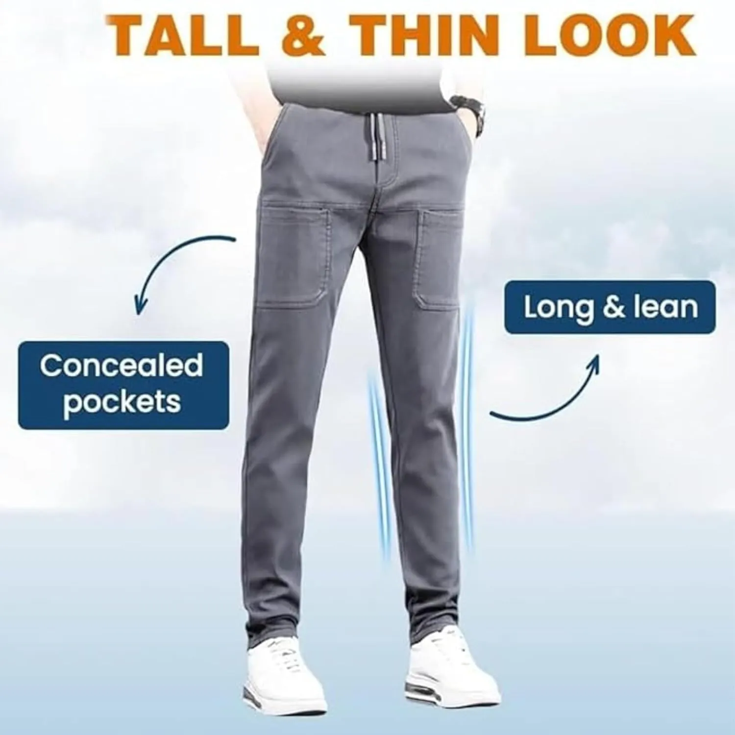 Manzera Men's High Stretch Multi-Pocket Cargo Pants, Grey, XS-5XL