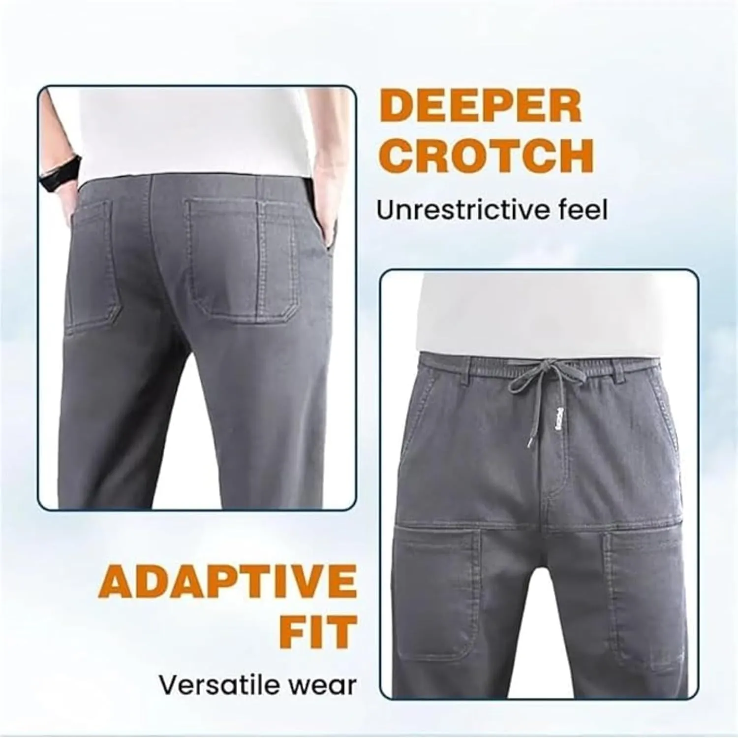 Manzera Men's High Stretch Multi-Pocket Cargo Pants, Grey, XS-5XL