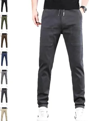 Manzera Men's High Stretch Multi-Pocket Cargo Pants, Grey, XS-5XL