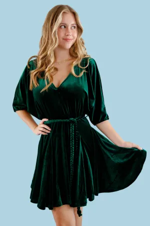 On The Guest List Velvet Mini Dress Contrast-Piping