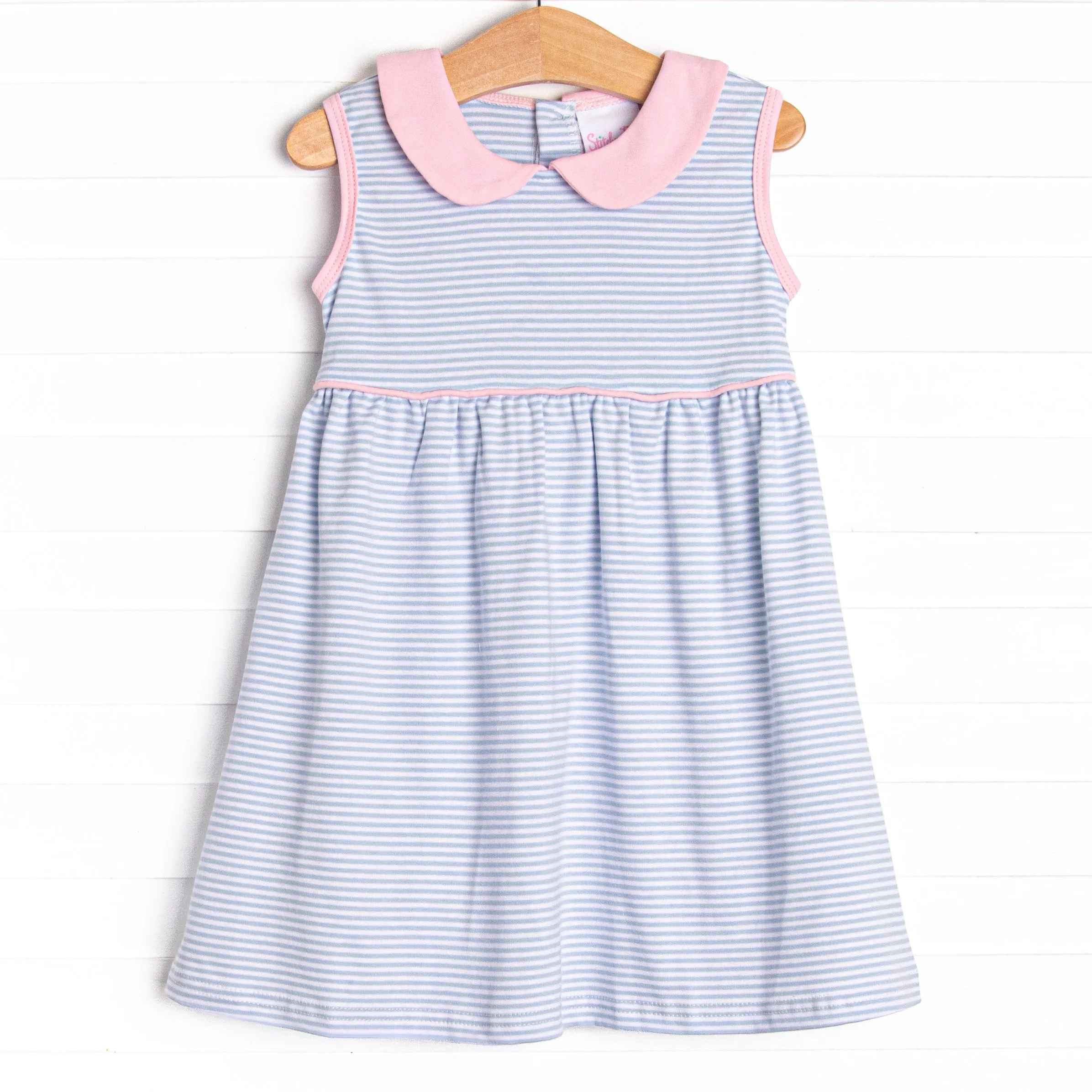 Marcella Pima Dress, Blue Stripe