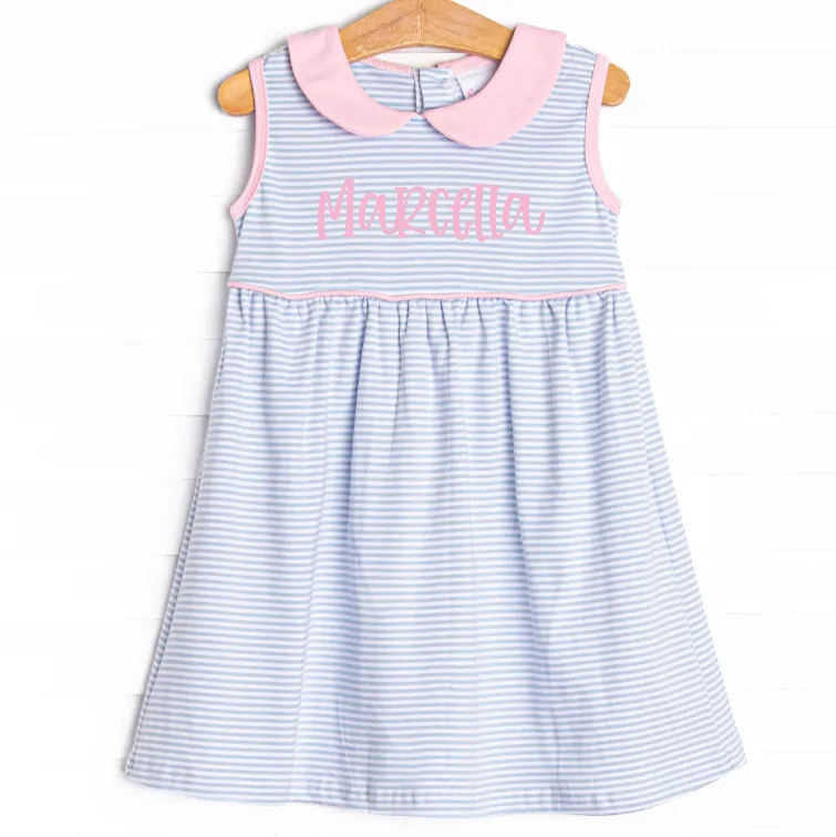 Marcella Pima Dress, Blue Stripe