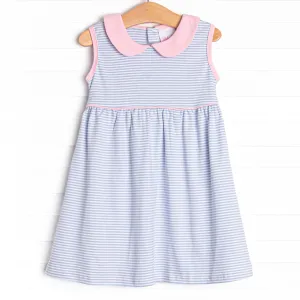 Marcella Pima Dress, Blue Stripe