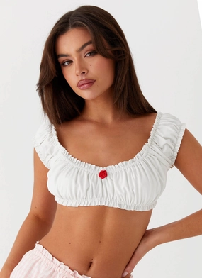 Marcella Crop Top - White Ergonomic Cut LowImpact Dye Process