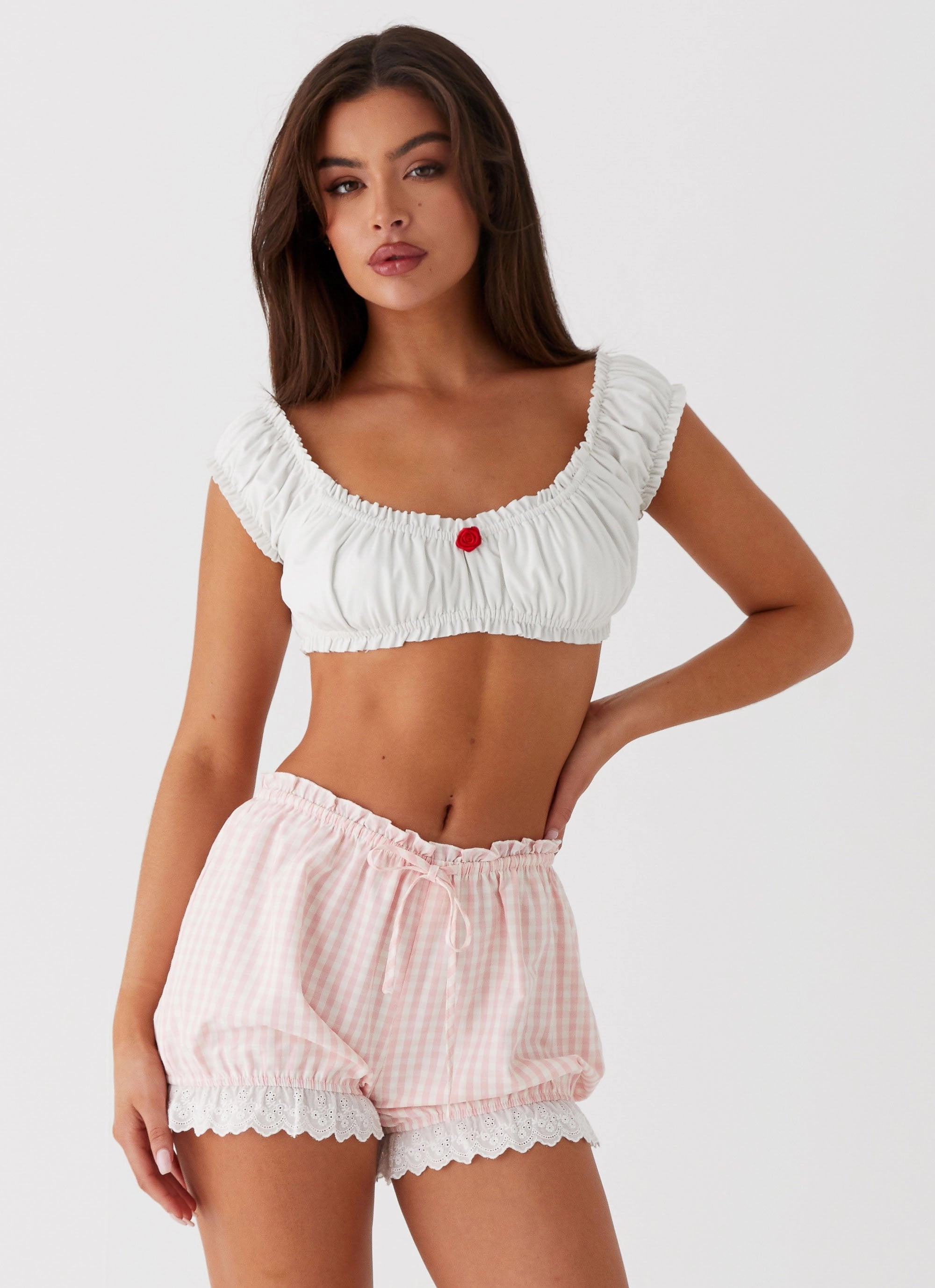 Marcella Crop Top - White Cozy Knit Moisture Control Technology