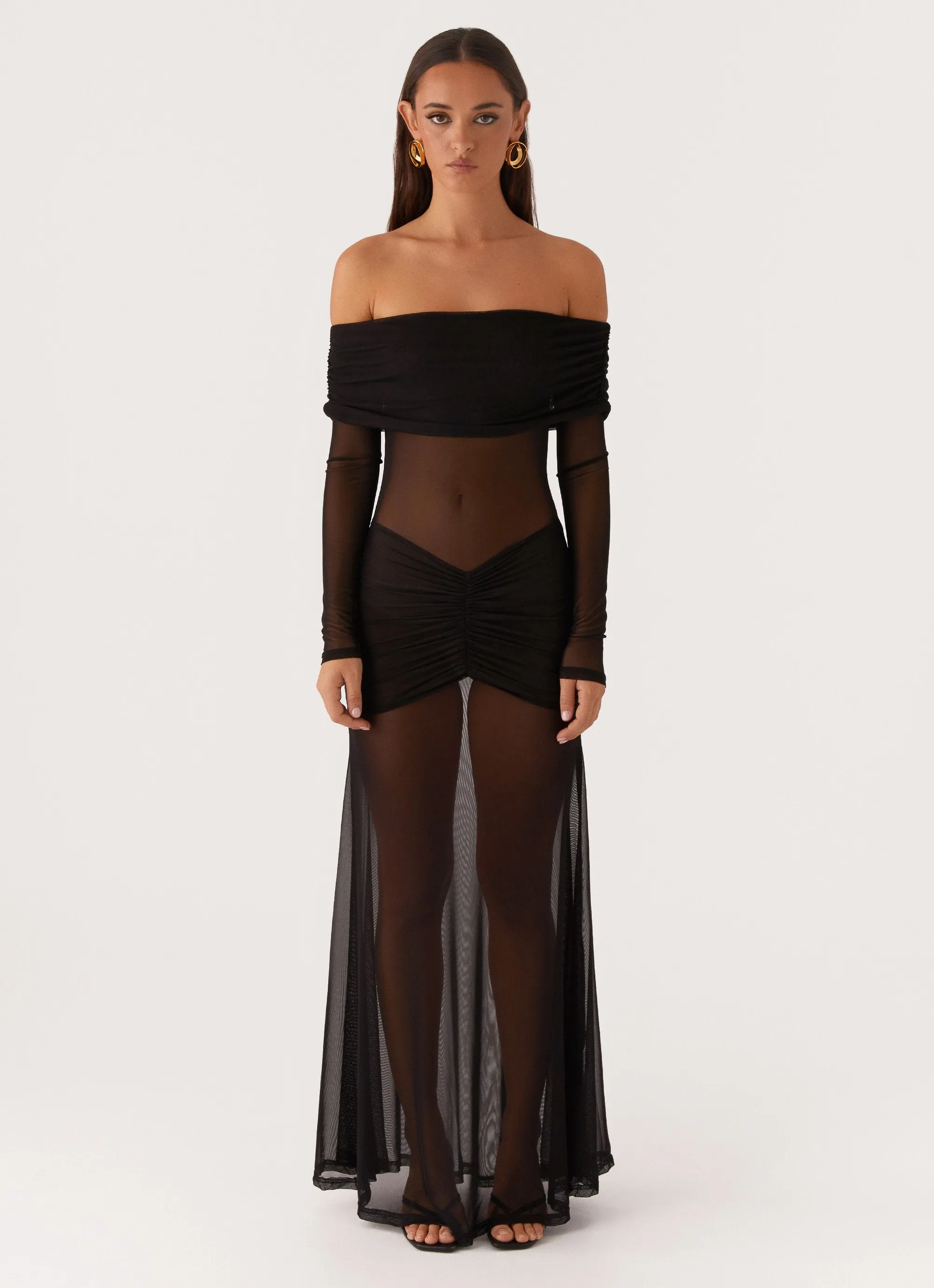 Maren Off Shoulder Maxi Dress - Black Summer Ease Gentle Fit