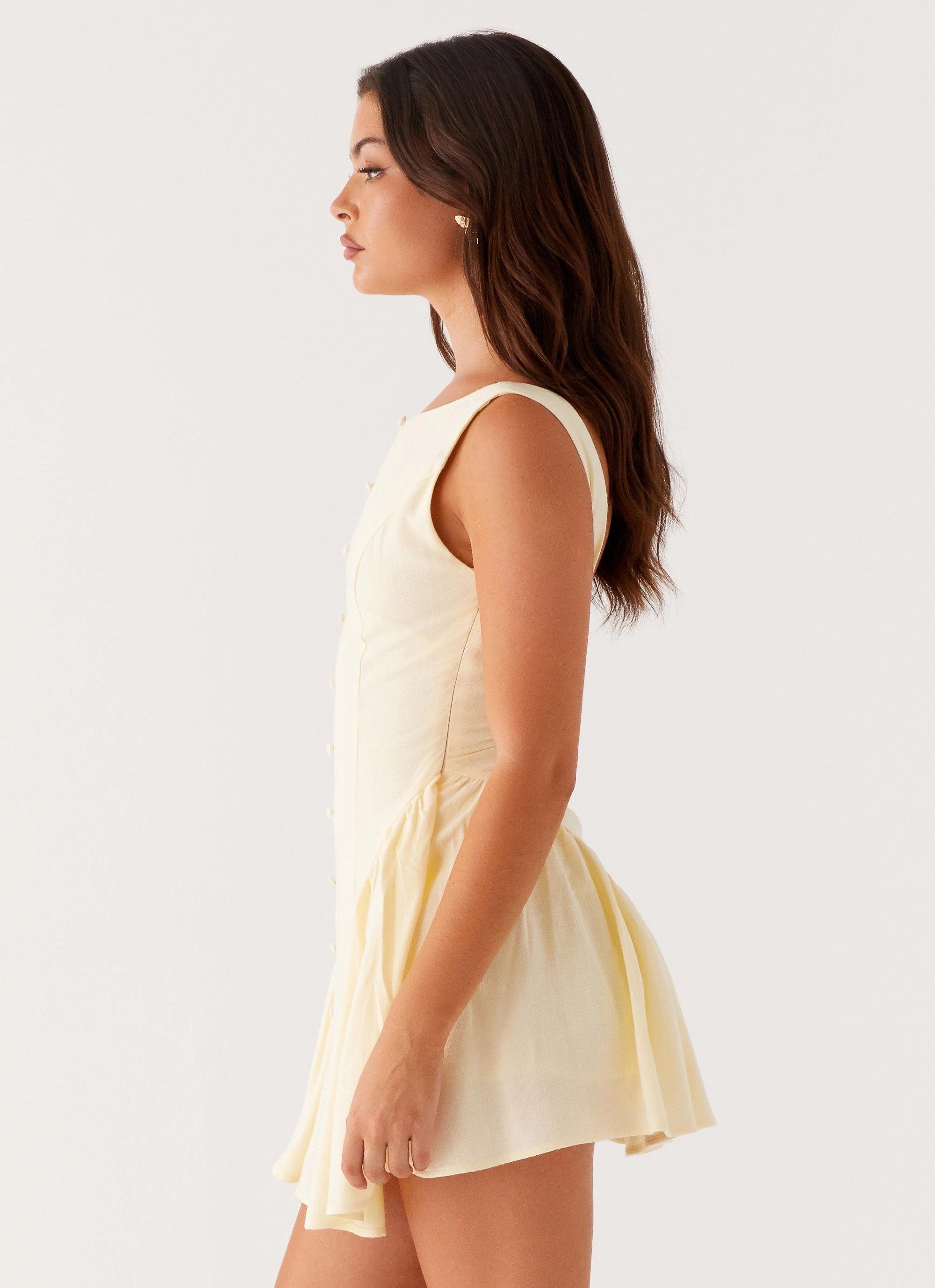 Perfectly Tailored Simple Spirit Margo Mini Dress - Pale Yellow