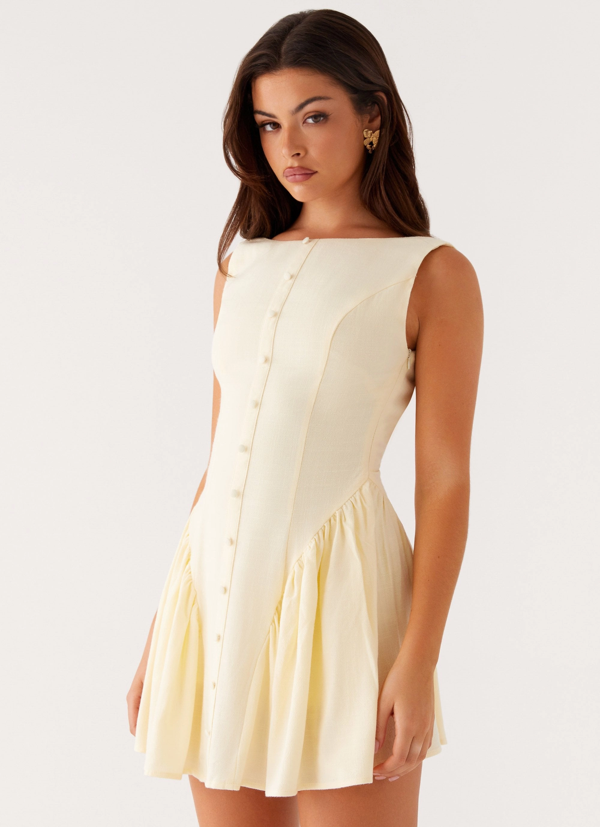Contemporary Vibe Chic Look Margo Mini Dress - Pale Yellow
