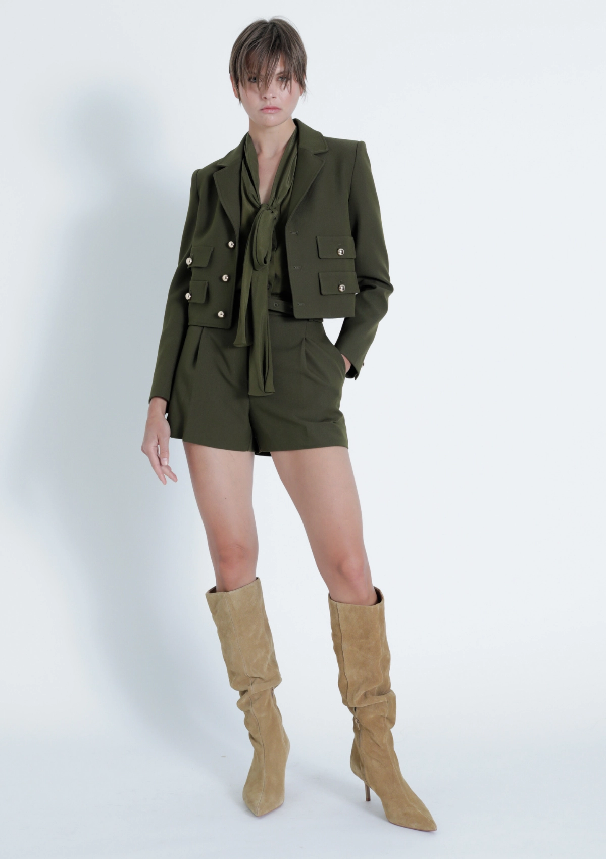 Marie Cropped Blazer HighStretchElastic Elasticized Waistband