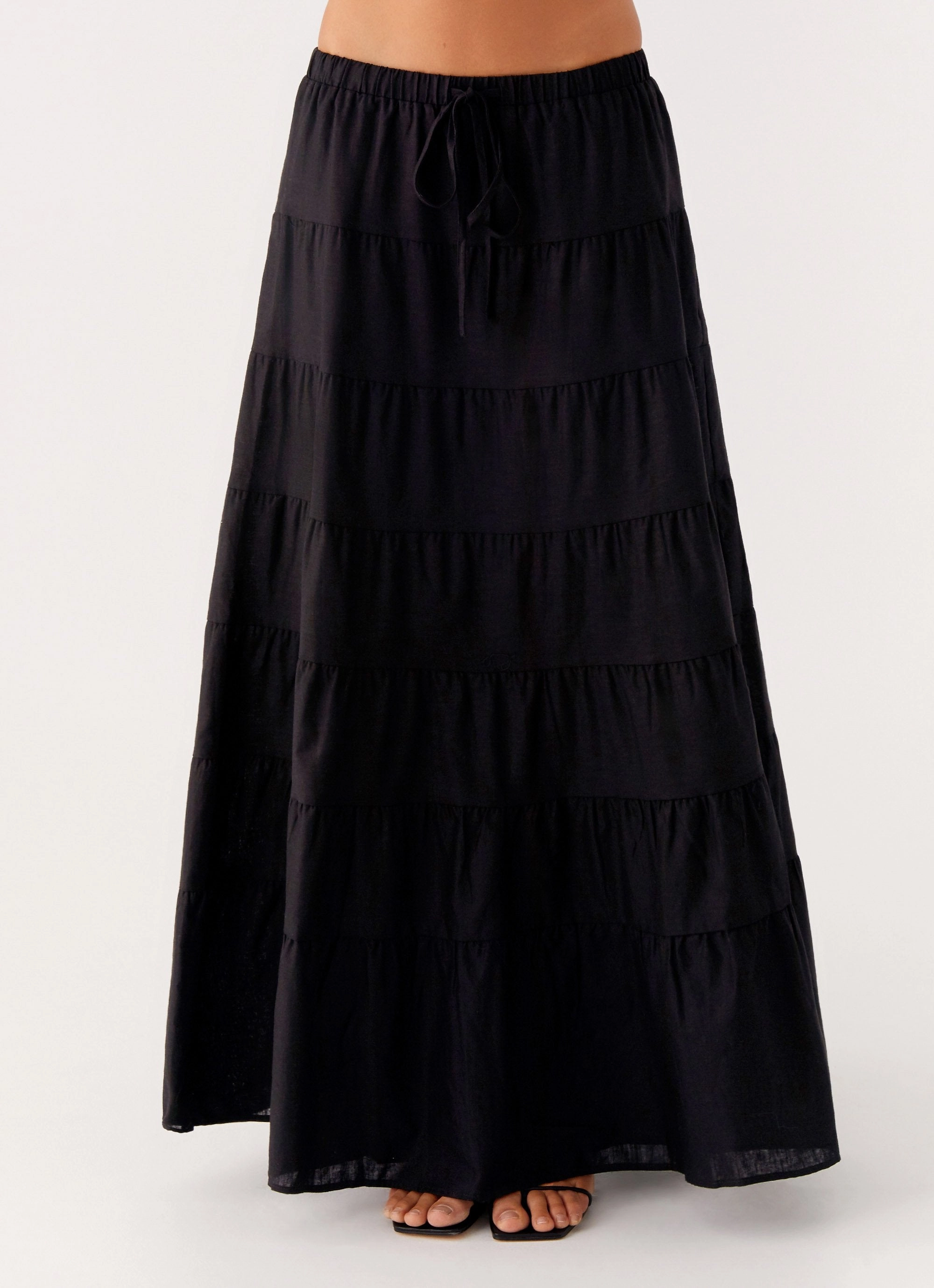 Mariella Linen Maxi Skirt - Black Secure fit Tight Fit