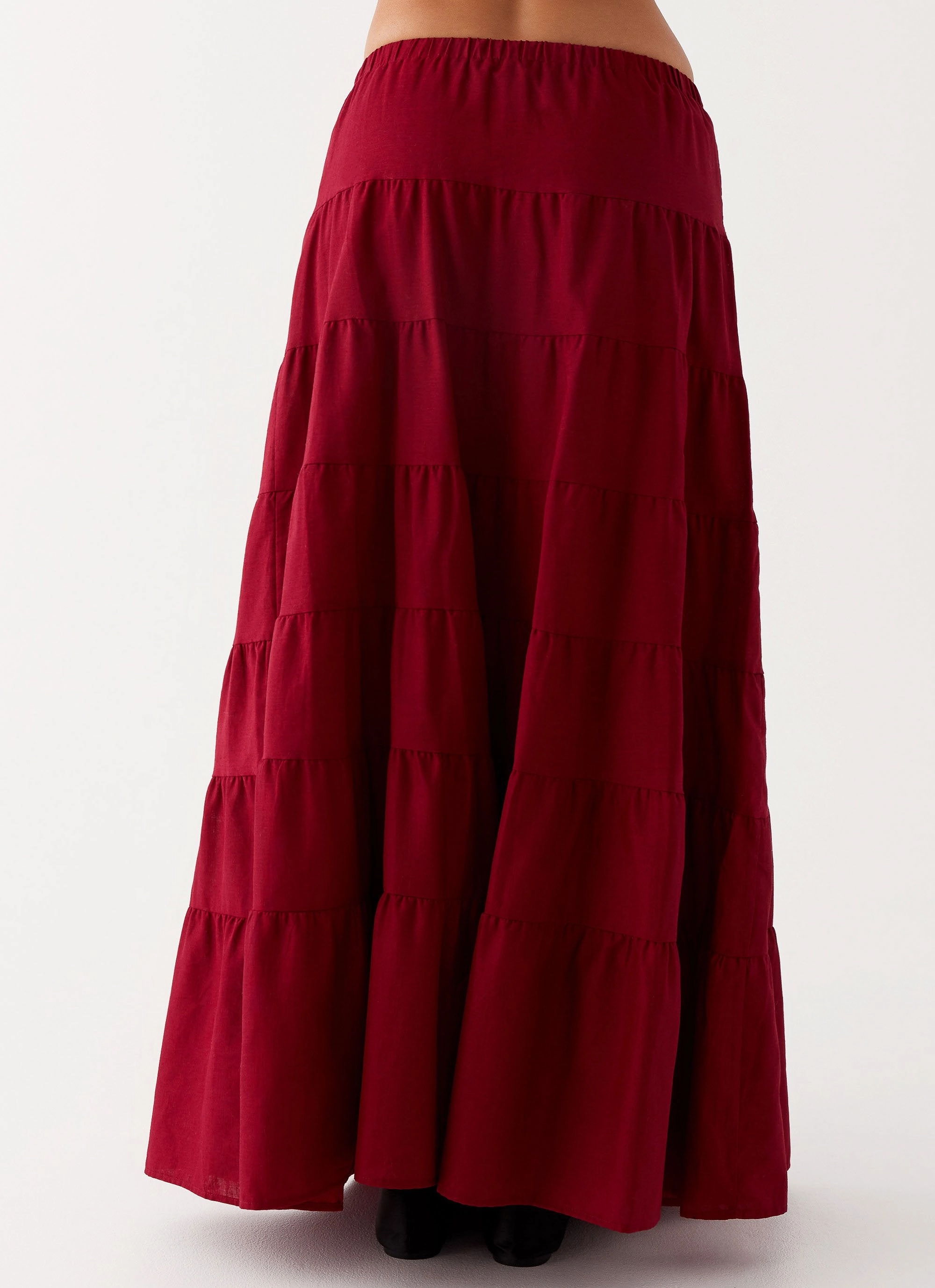 BondedZipperGuards Mariella Linen Maxi Skirt - Maroon