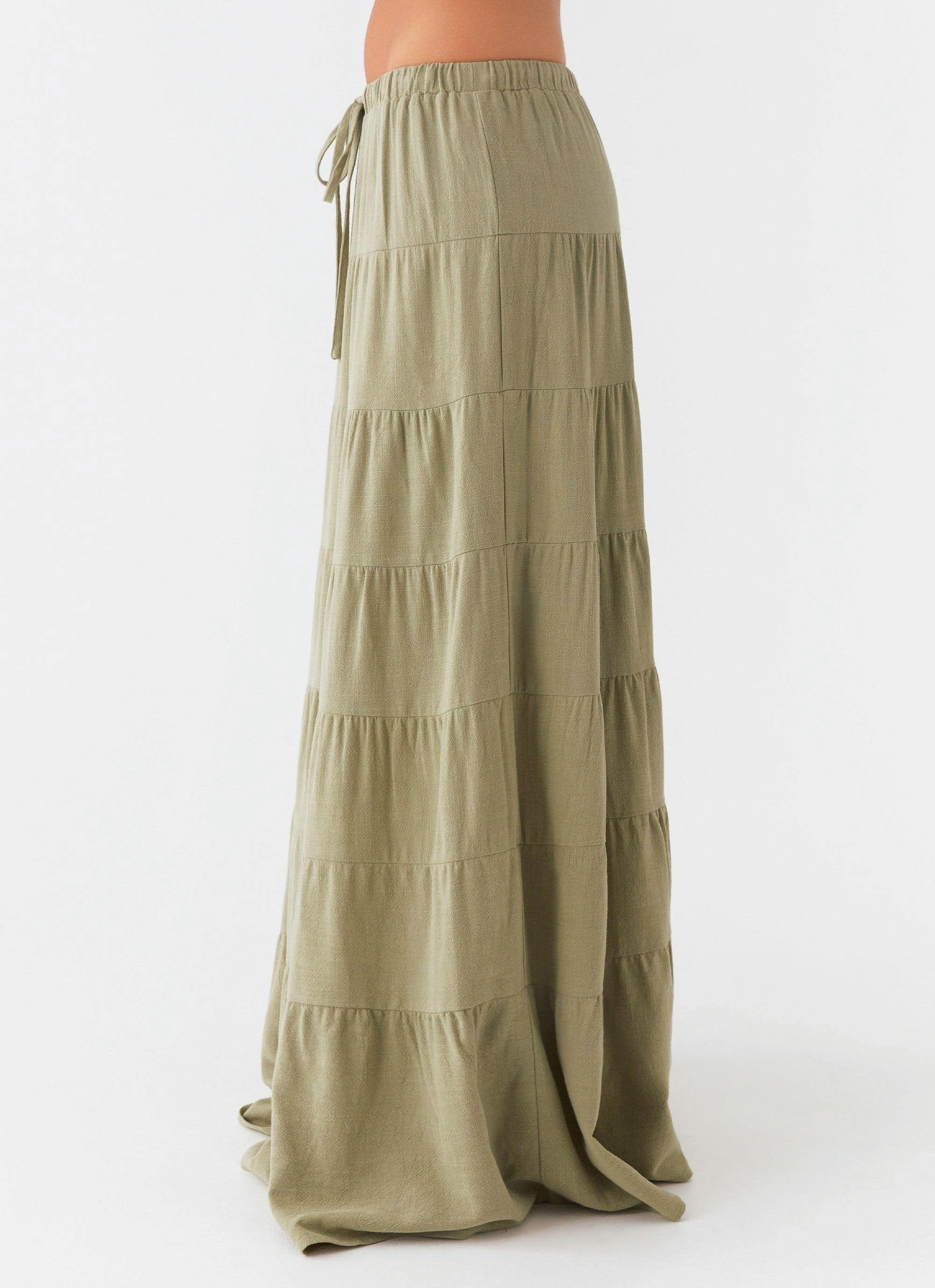 Mariella Linen Maxi Skirt - Sage Quick Change Wrinkle Free Fabric