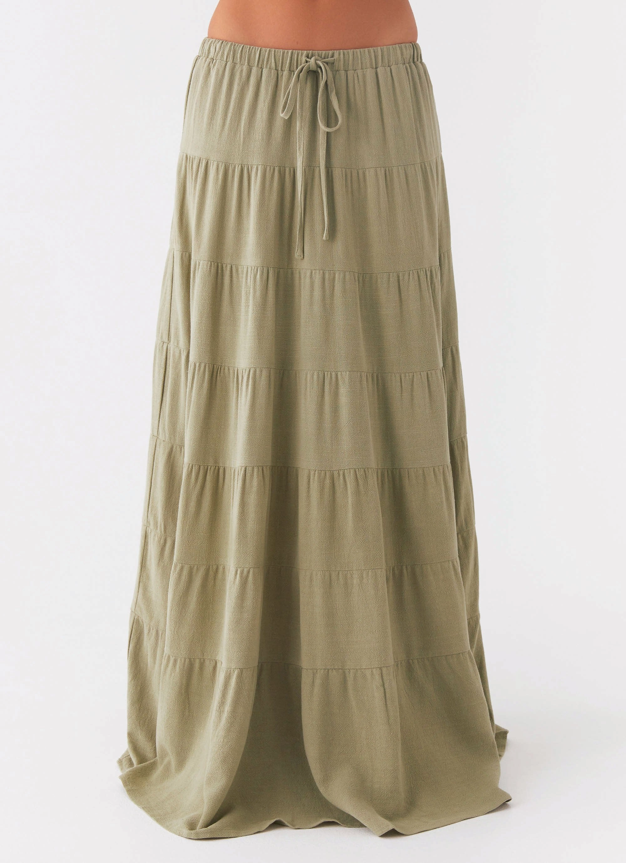 Casual Chic Look Mariella Linen Maxi Skirt - Sage