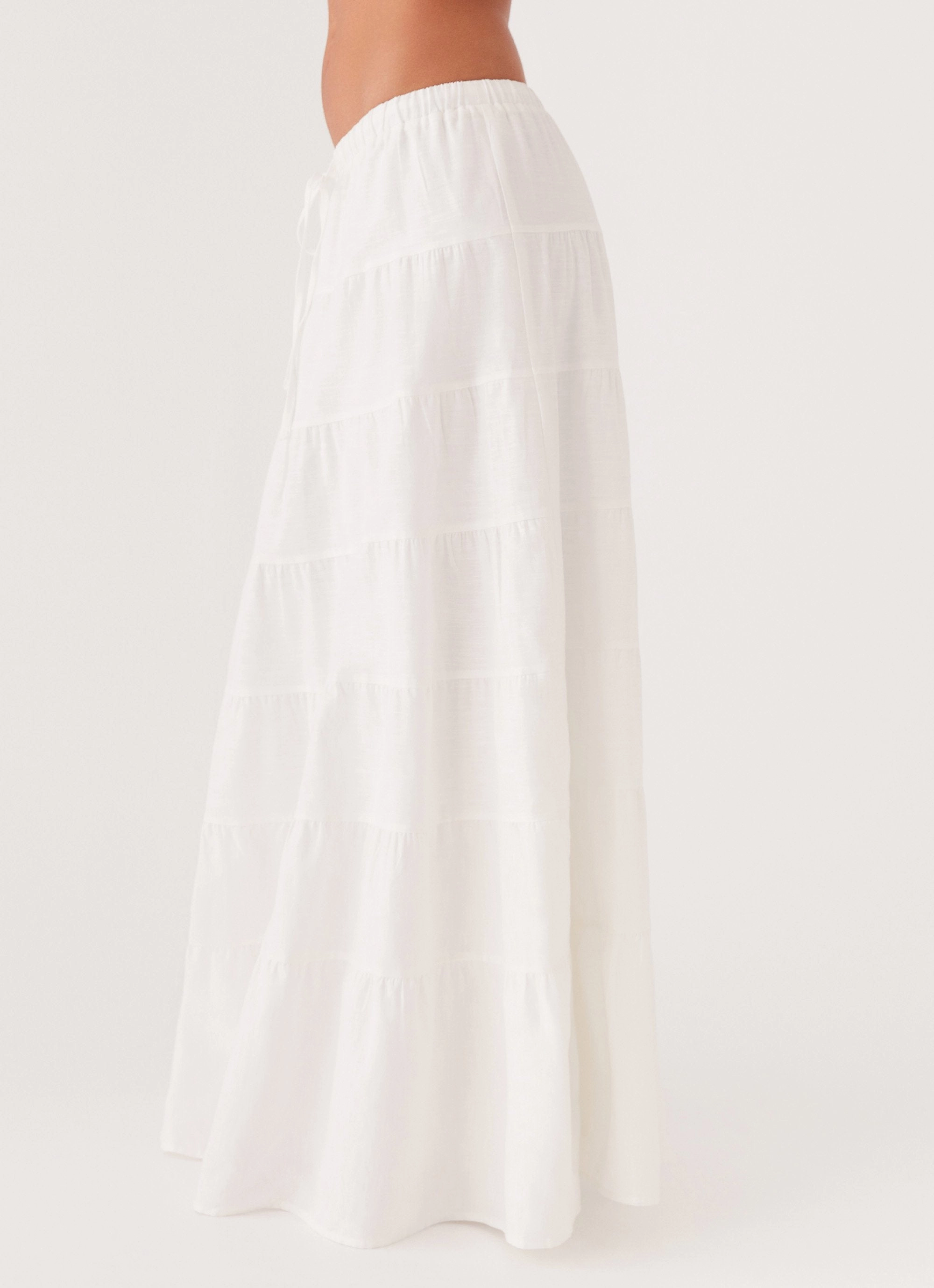 Minimalist Design Mariella Linen Maxi Skirt - White