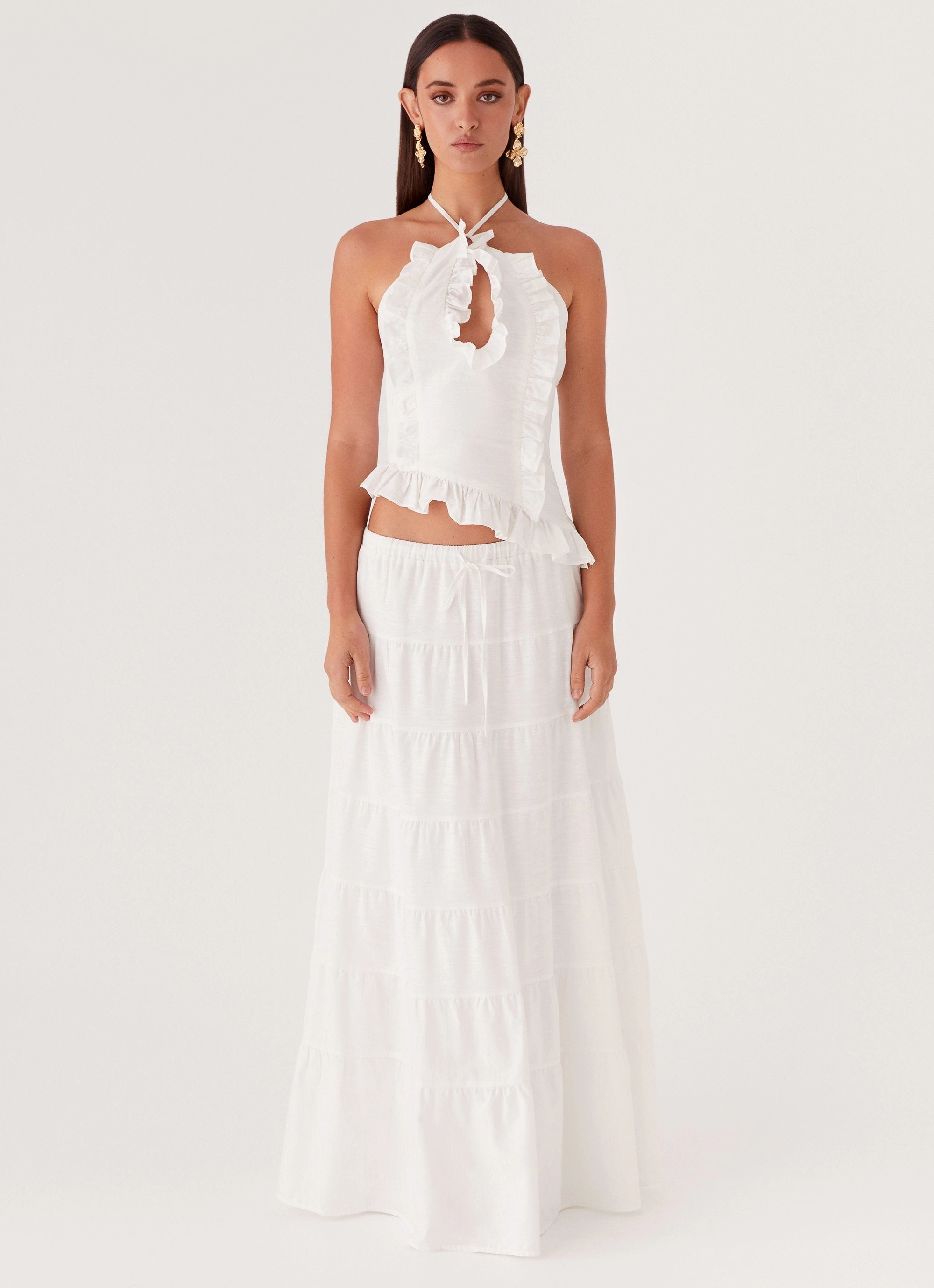 relaxed shape Mariella Linen Maxi Skirt - White