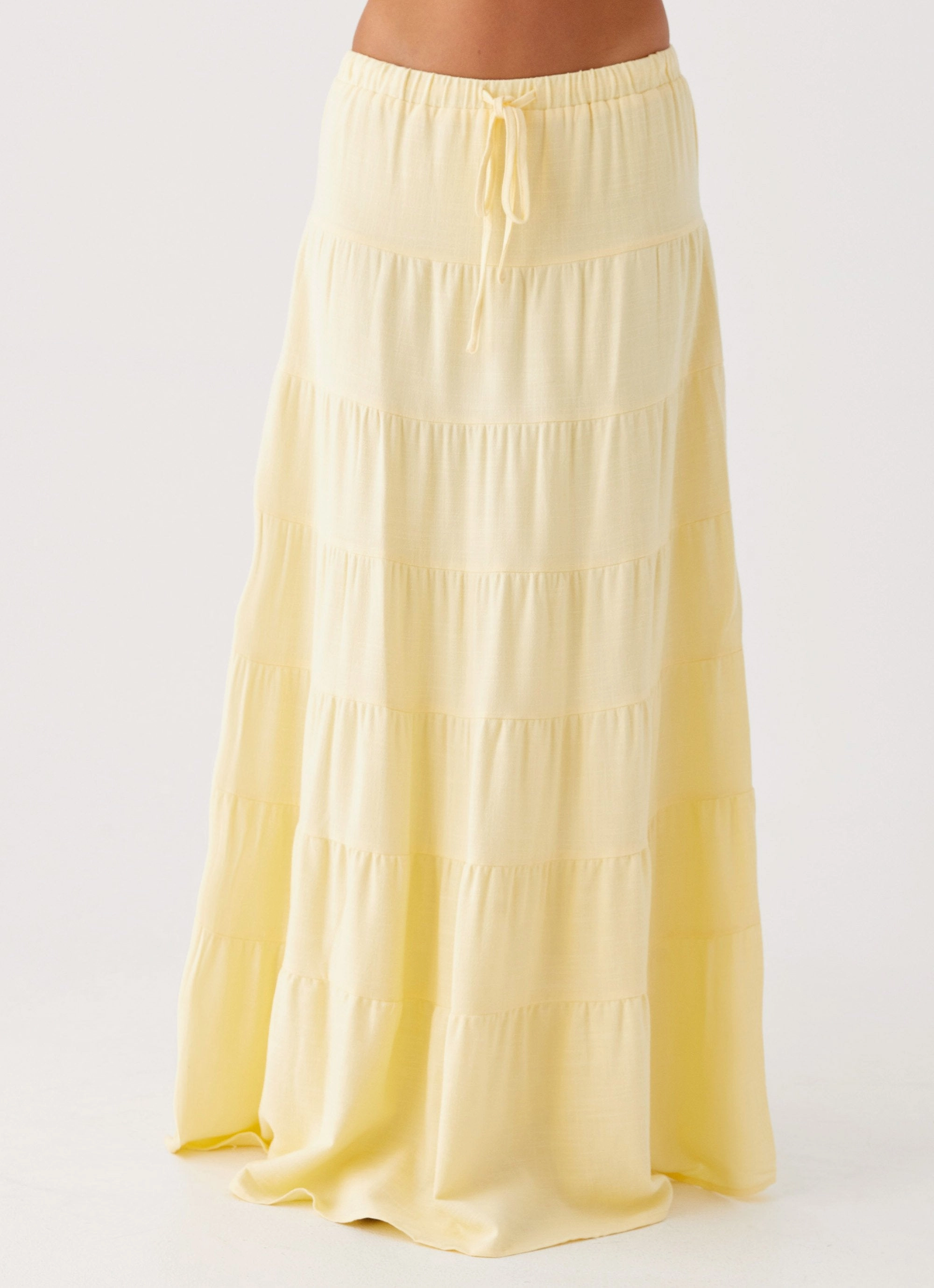 Mariella Linen Maxi Skirt - Yellow Non Tapered Leg