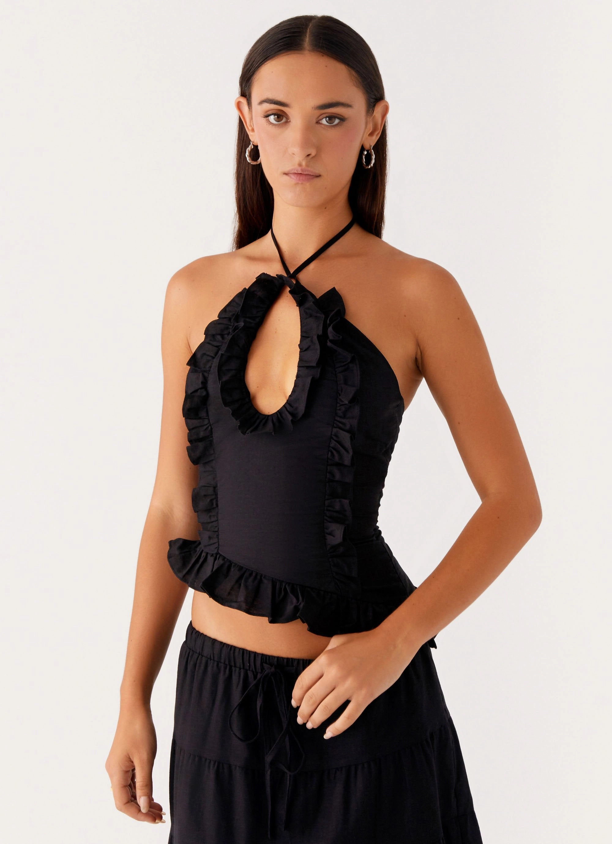 Mariella Linen Top - Black Biodegradable Fiber TaglessComfort
