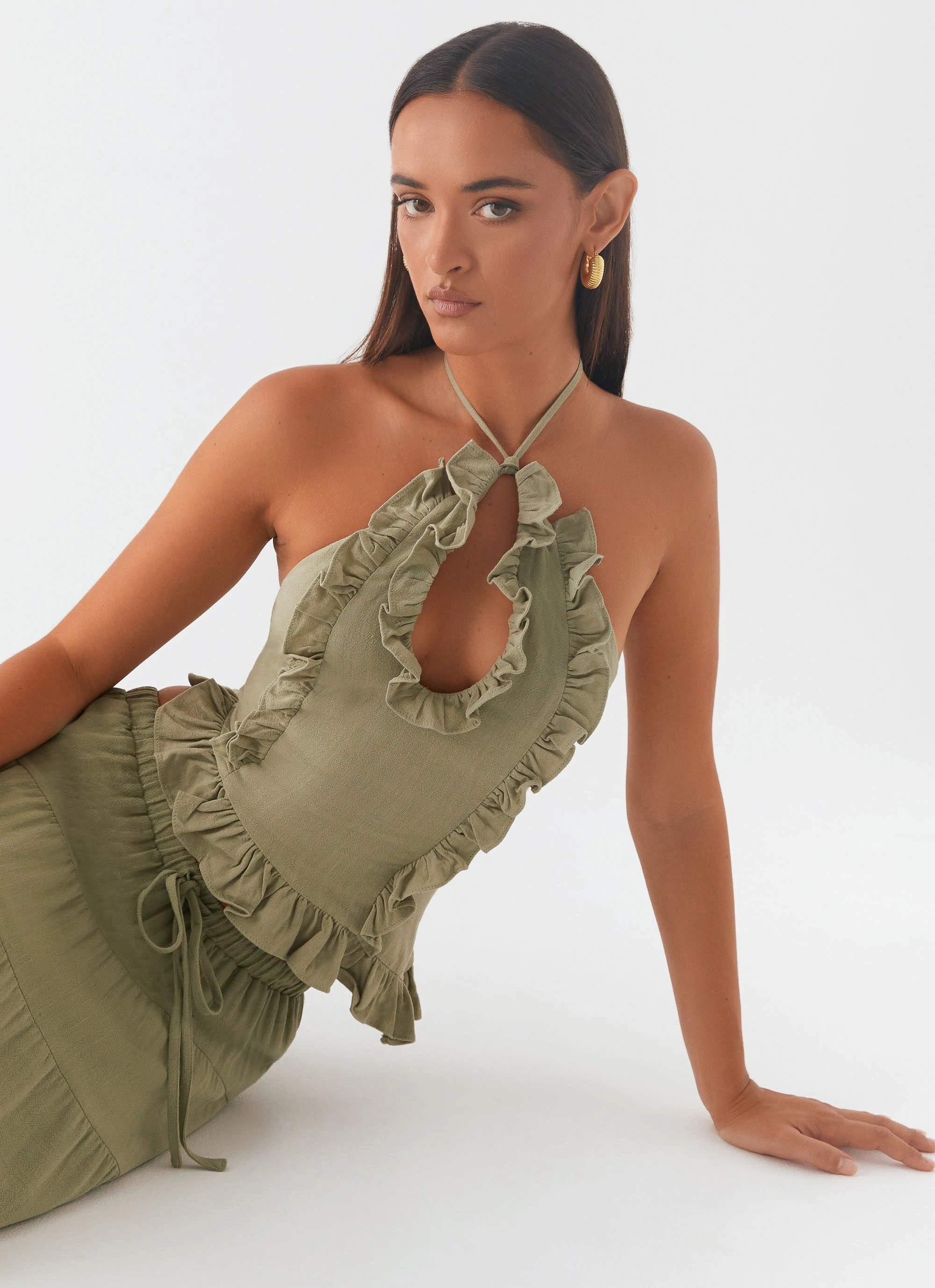 Cozy Sweater Non Restrictive Mobility Mariella Linen Top - Sage