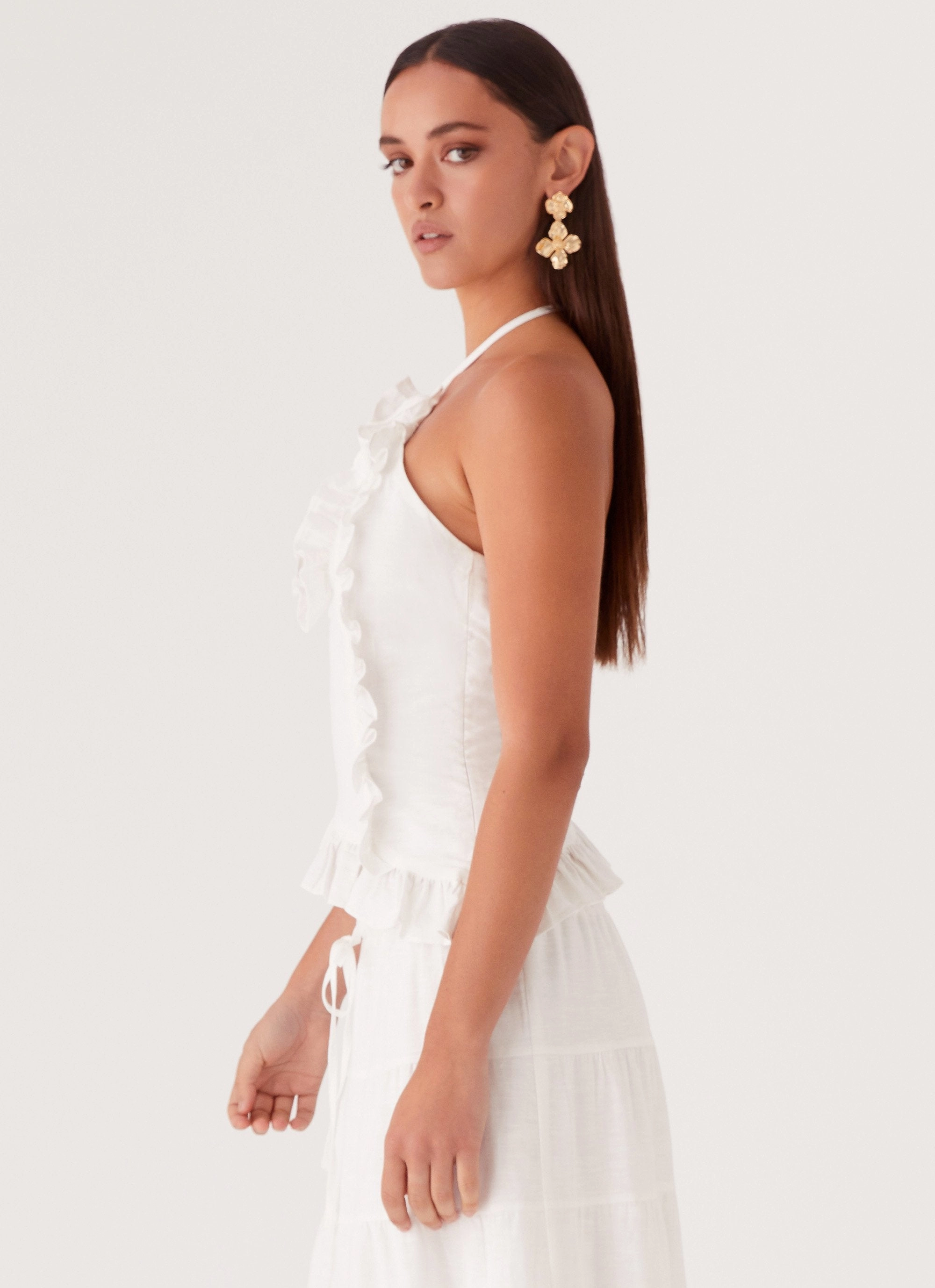 Mariella Linen Top - White AllDay Comfort Tech
