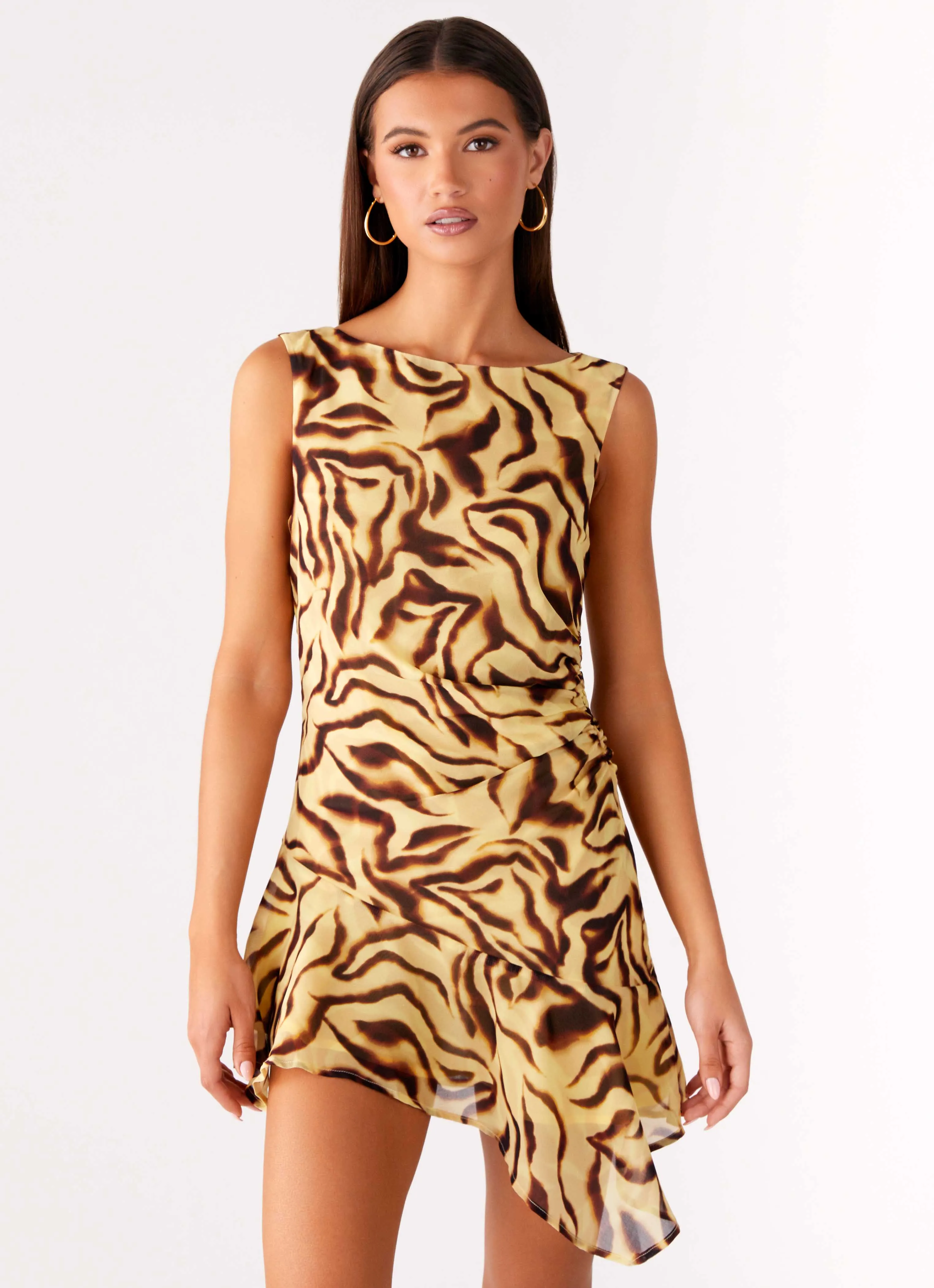 Maris Asymmetrical Mini Dress - Laguna Print wrap waist Smart Layer Wear