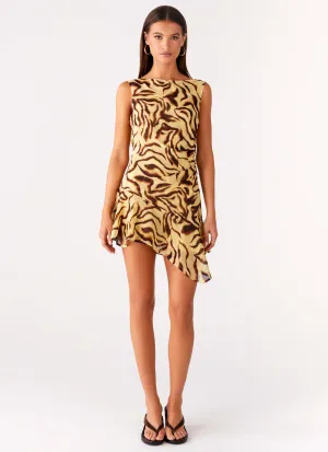 Maris Asymmetrical Mini Dress - Laguna Print Breathable Layering Insulating-Lining