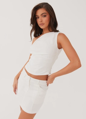 Marissa Linen Mini Skirt - White Low Maintenance